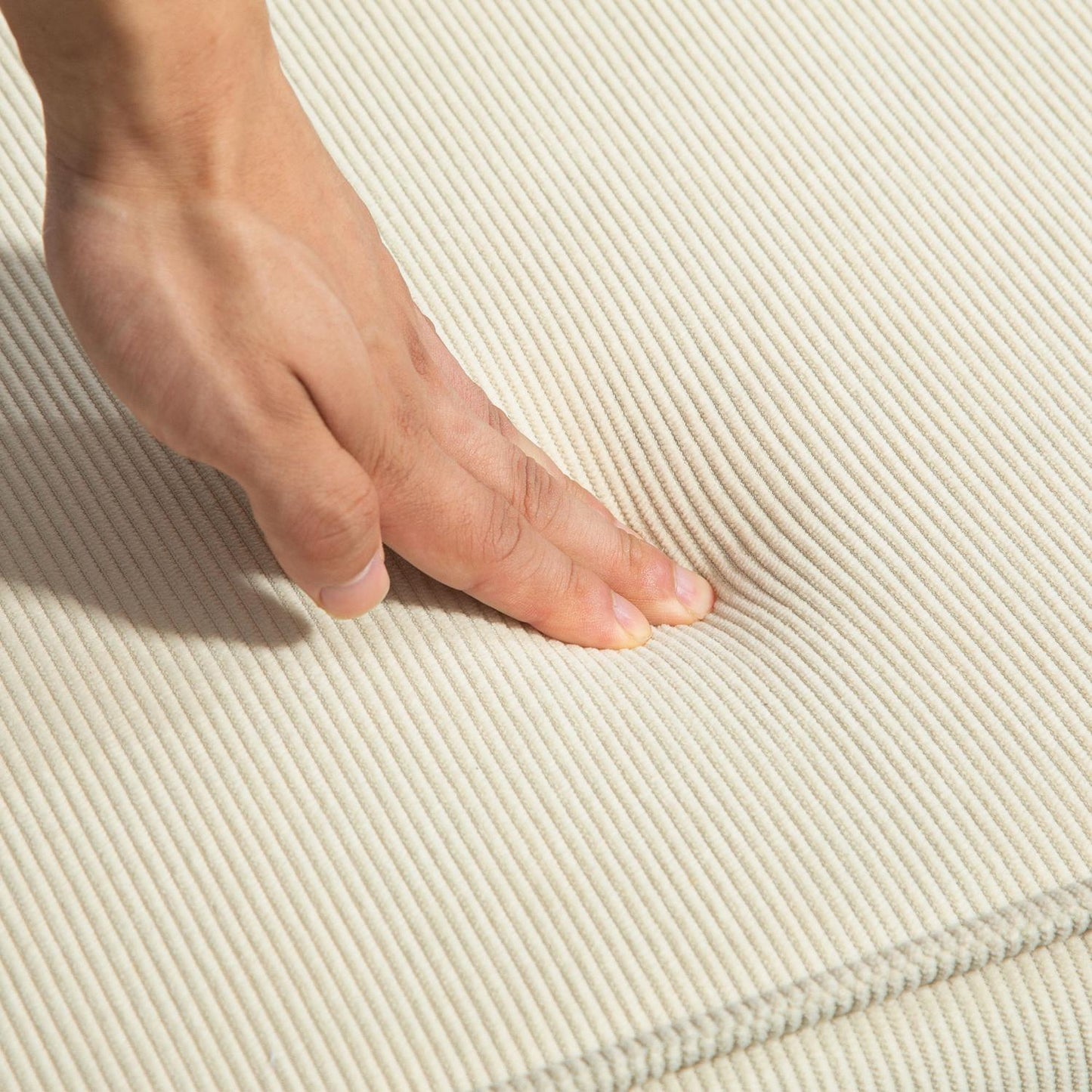 Convertible sofa bed - corduroy look, cream white, 240 kg Capacity