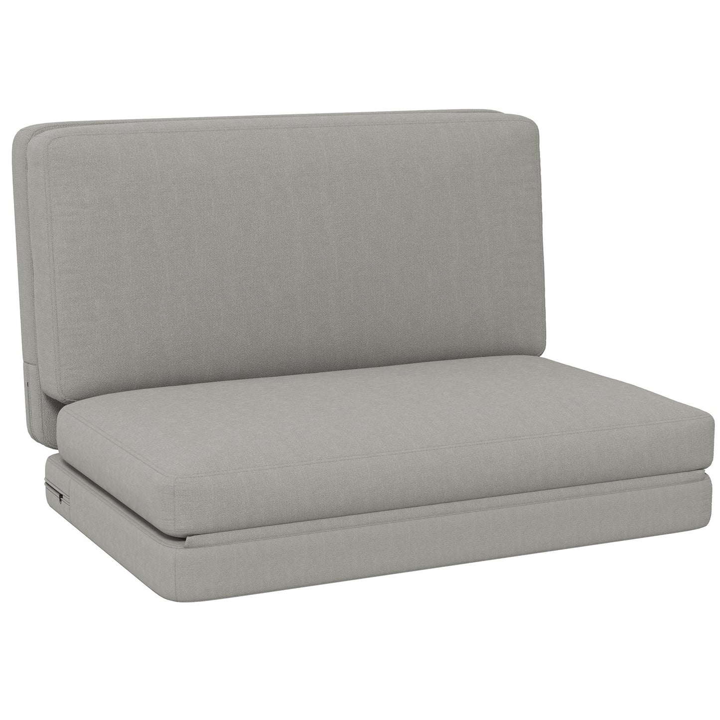 Floor sofa, 3-in-1, velvet look, holds 240 kg, light grey
