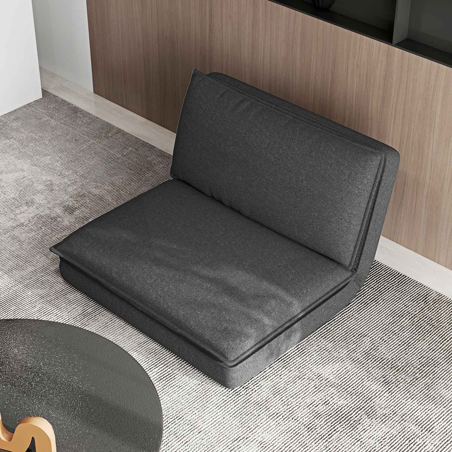 Folding sofa bed, 4-in-1, linen look, dark grey, 150 kg Capacity