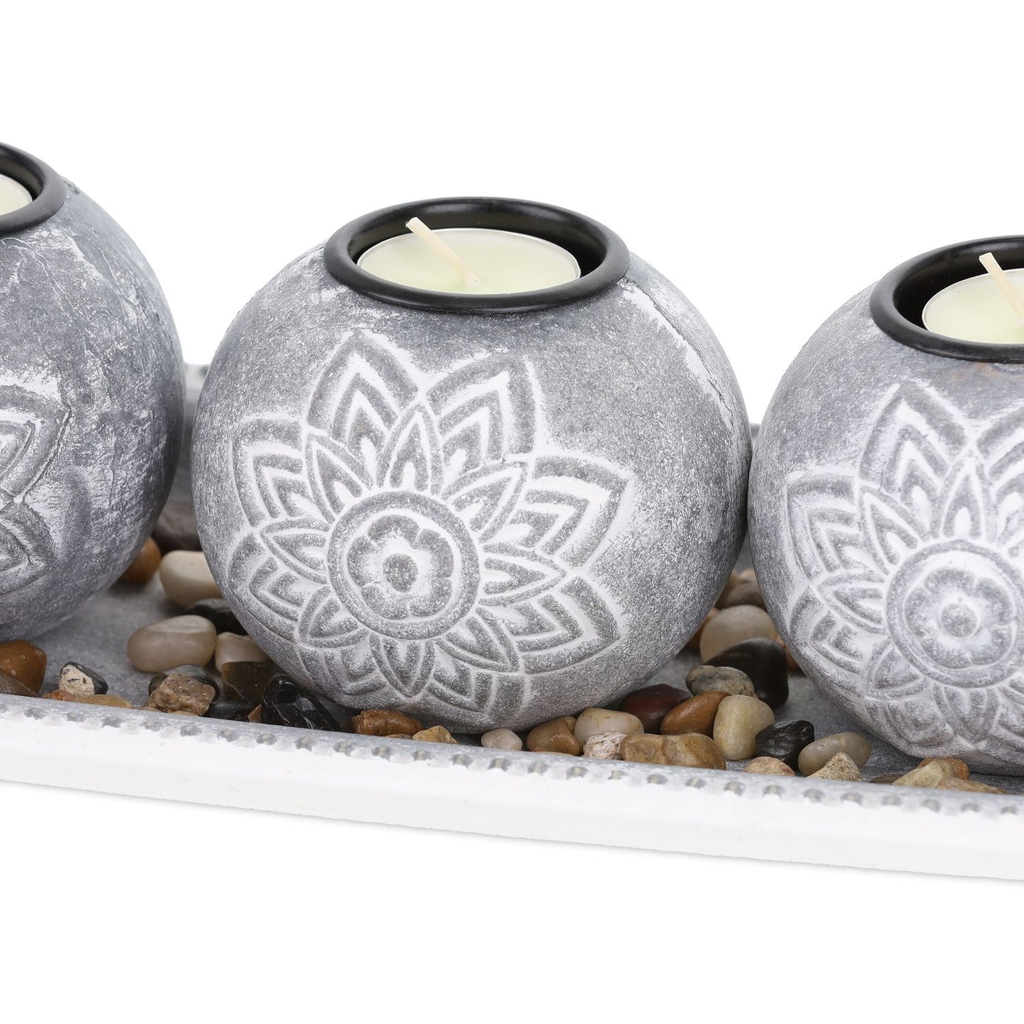 Floral tealight holder with tray