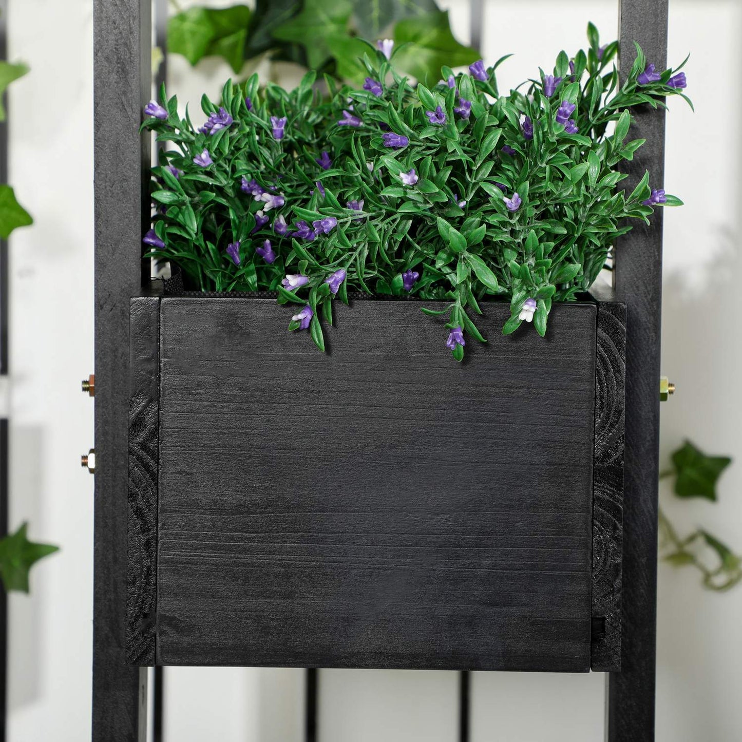 Raised garden bed with trellis, solid wood, 90x45x170 cm