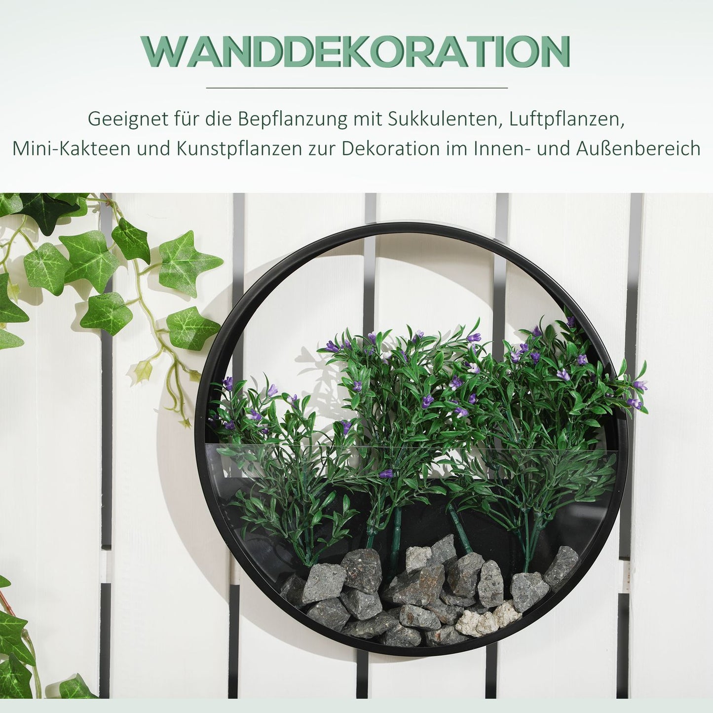 Set of 3 black steel wall planters for succulents