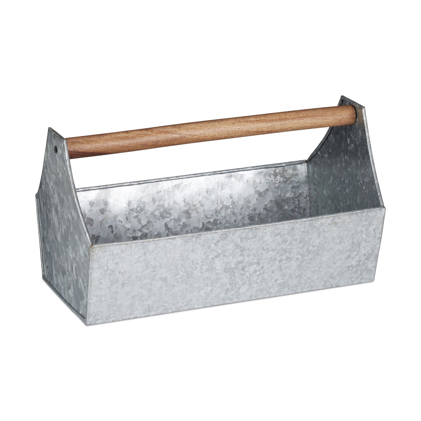 Flower box in zinc with wooden handle