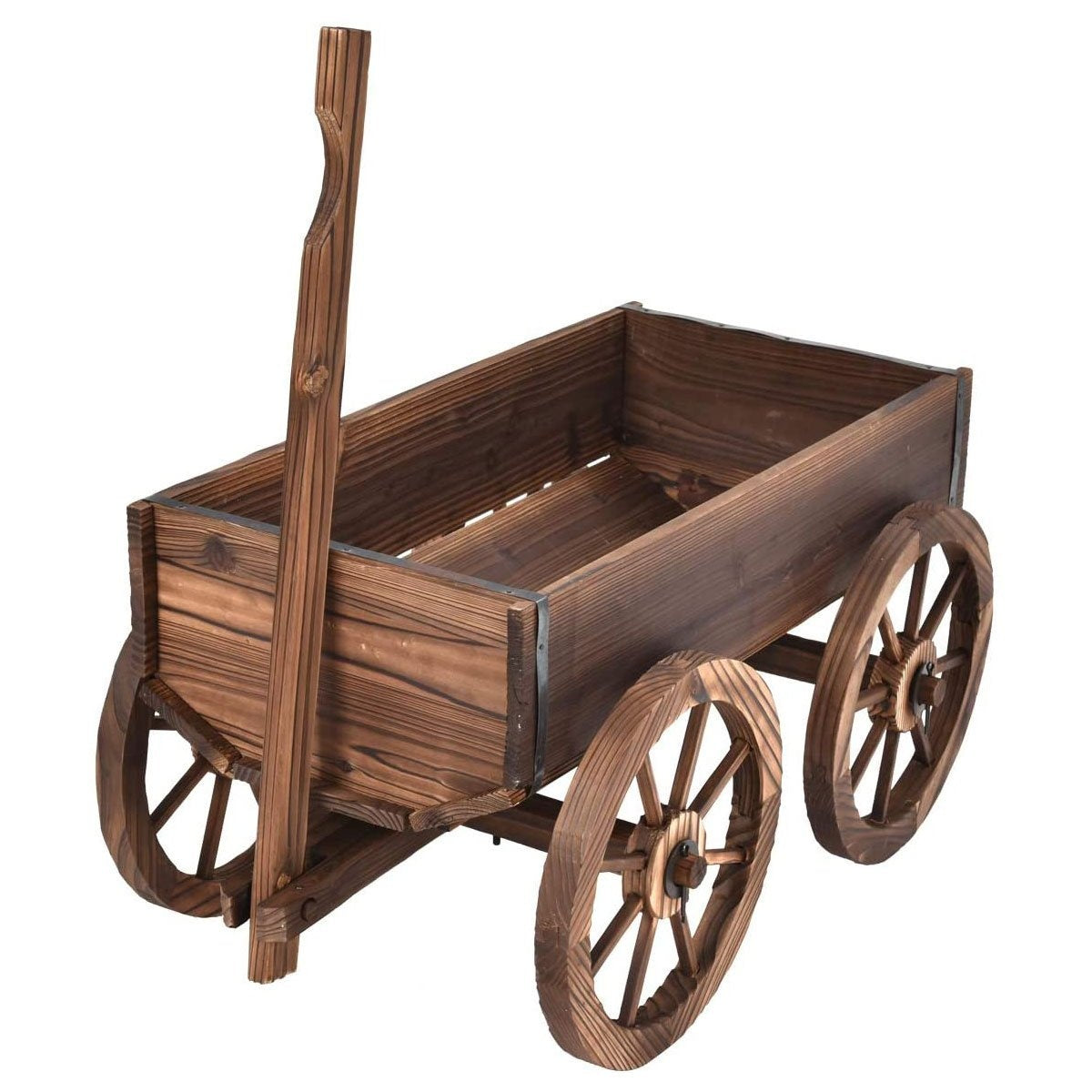 Flower cart wooden plant cart with 4 wheels flower cart 120 x 43 x 53.5 cm brown