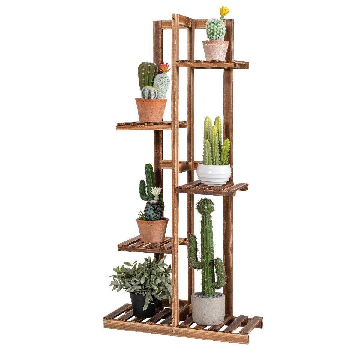 Flower shelf 5-tier wooden plant stand 50 x 21 x 103 cm brown