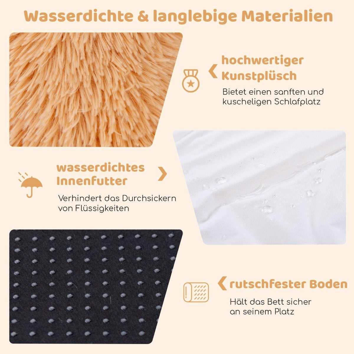 Fluffy dog bed for people & dogs with washable dog blanket 171 x 115 cm brown