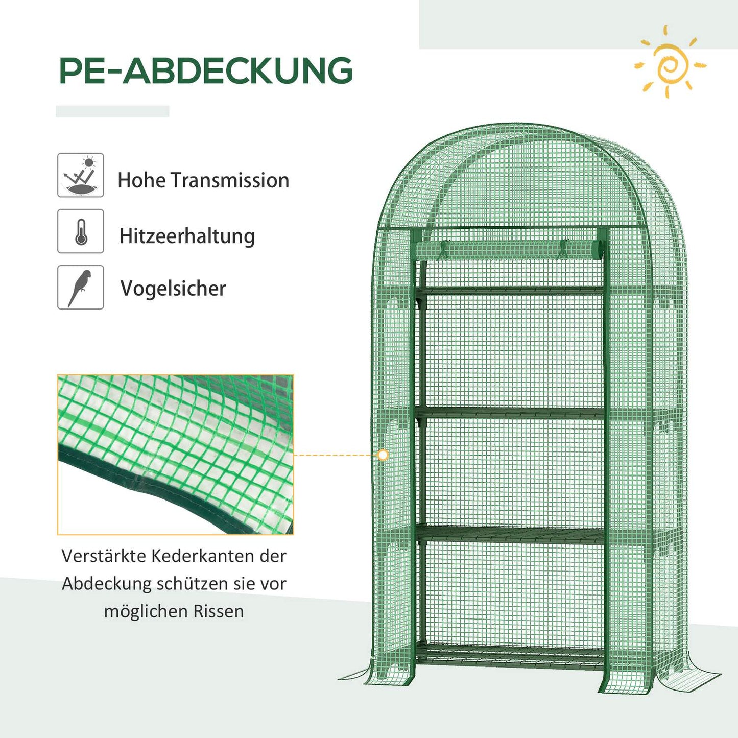 Mini greenhouse with 4 shelves, metal, 80x49x160CM