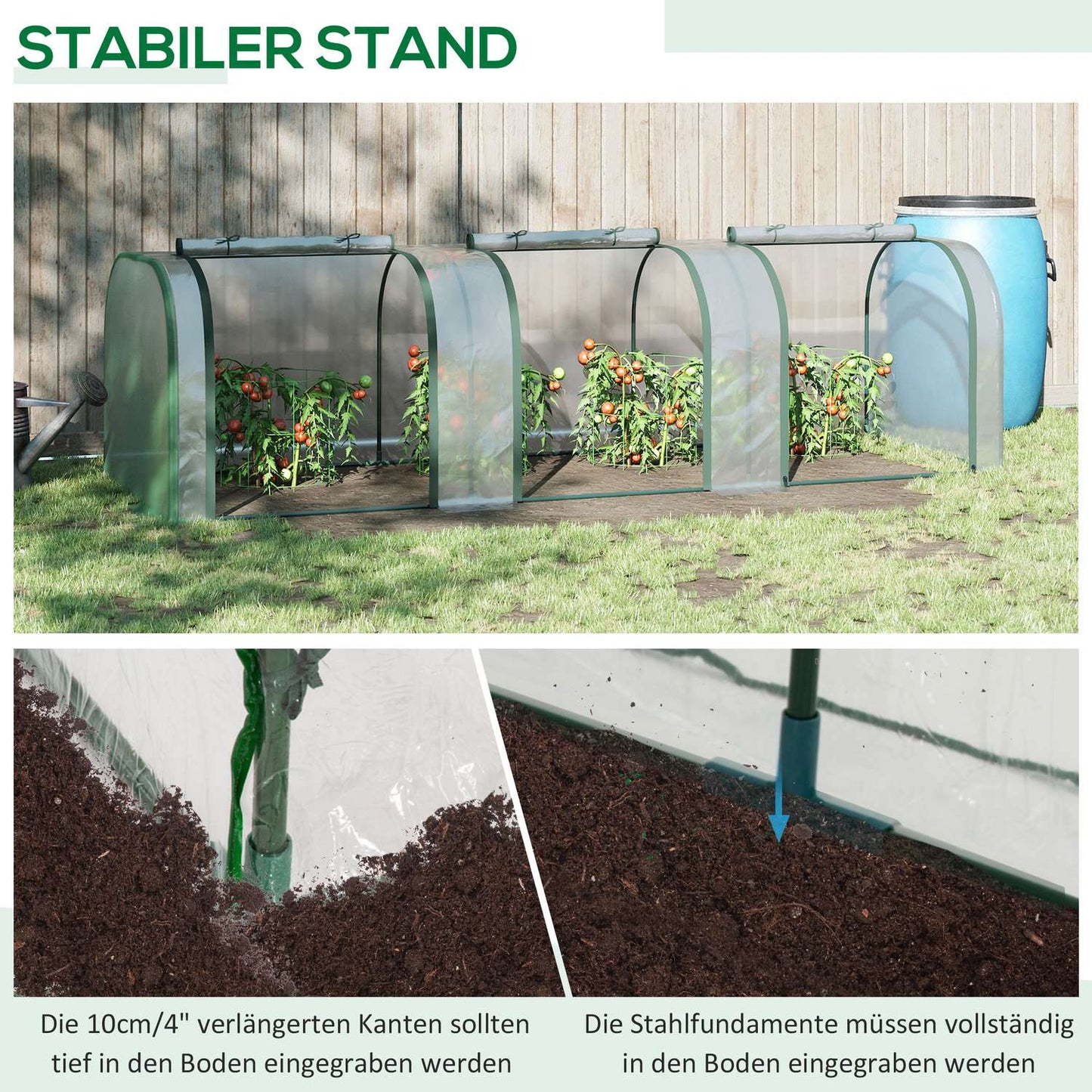 Foil Greenhouse With Door, Steel Frame, 295 x 100 x 80 Cm
