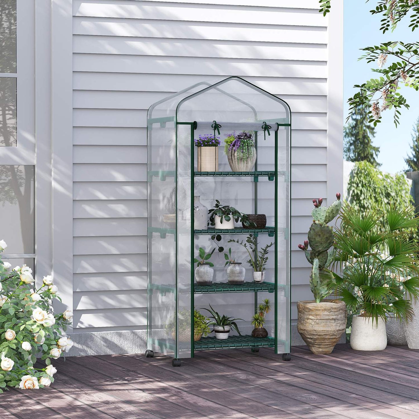 Greenhouse with 4 shelves, Steel frame, 69x50x165 cm