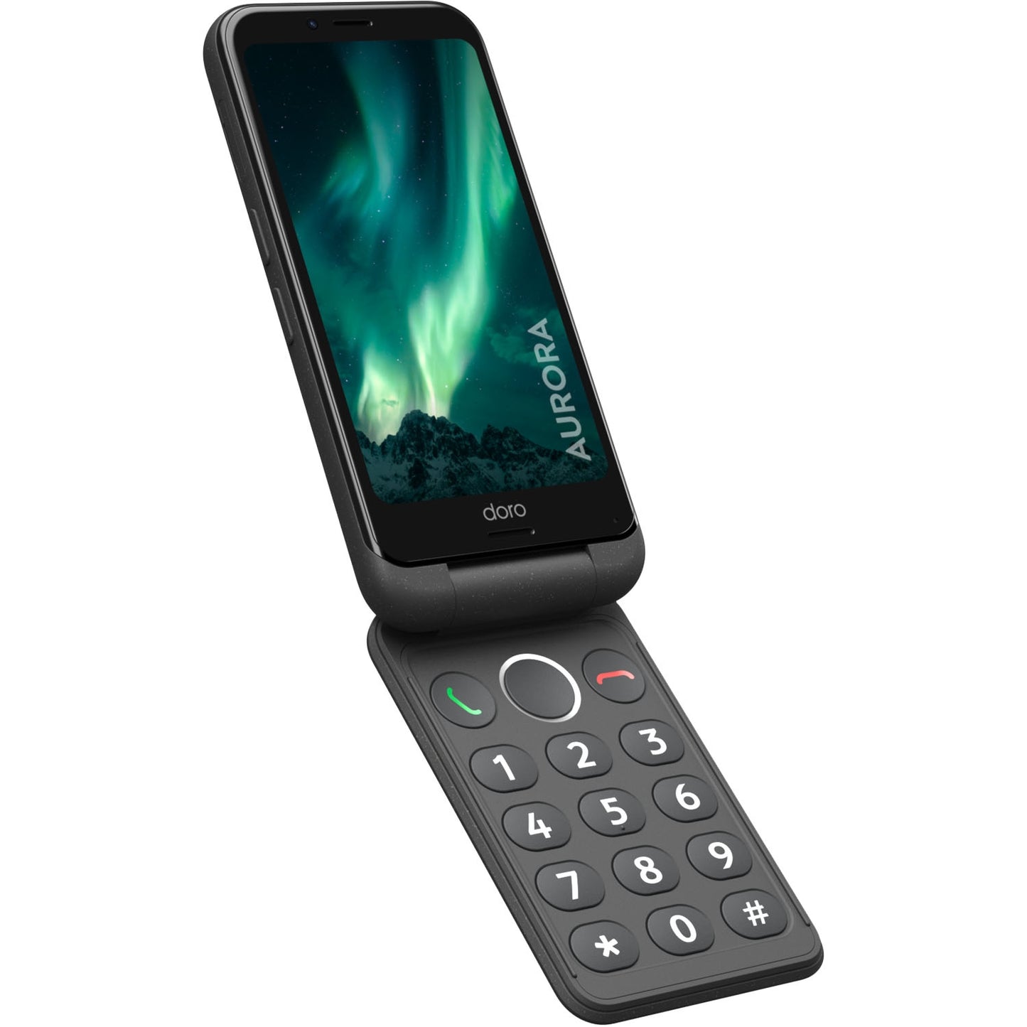 Foldable 4G Smartphone with Backlit Keypad, Gray