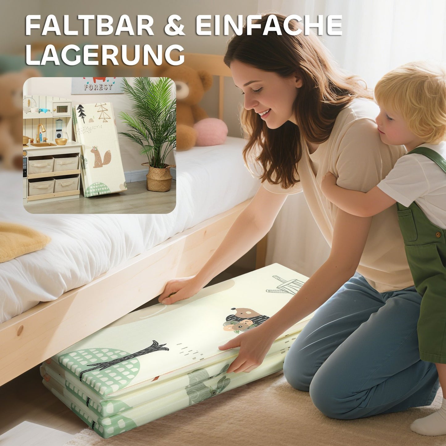 Foldable Baby Play Mat, 196x176 cm, Double-Sided, Multicolor