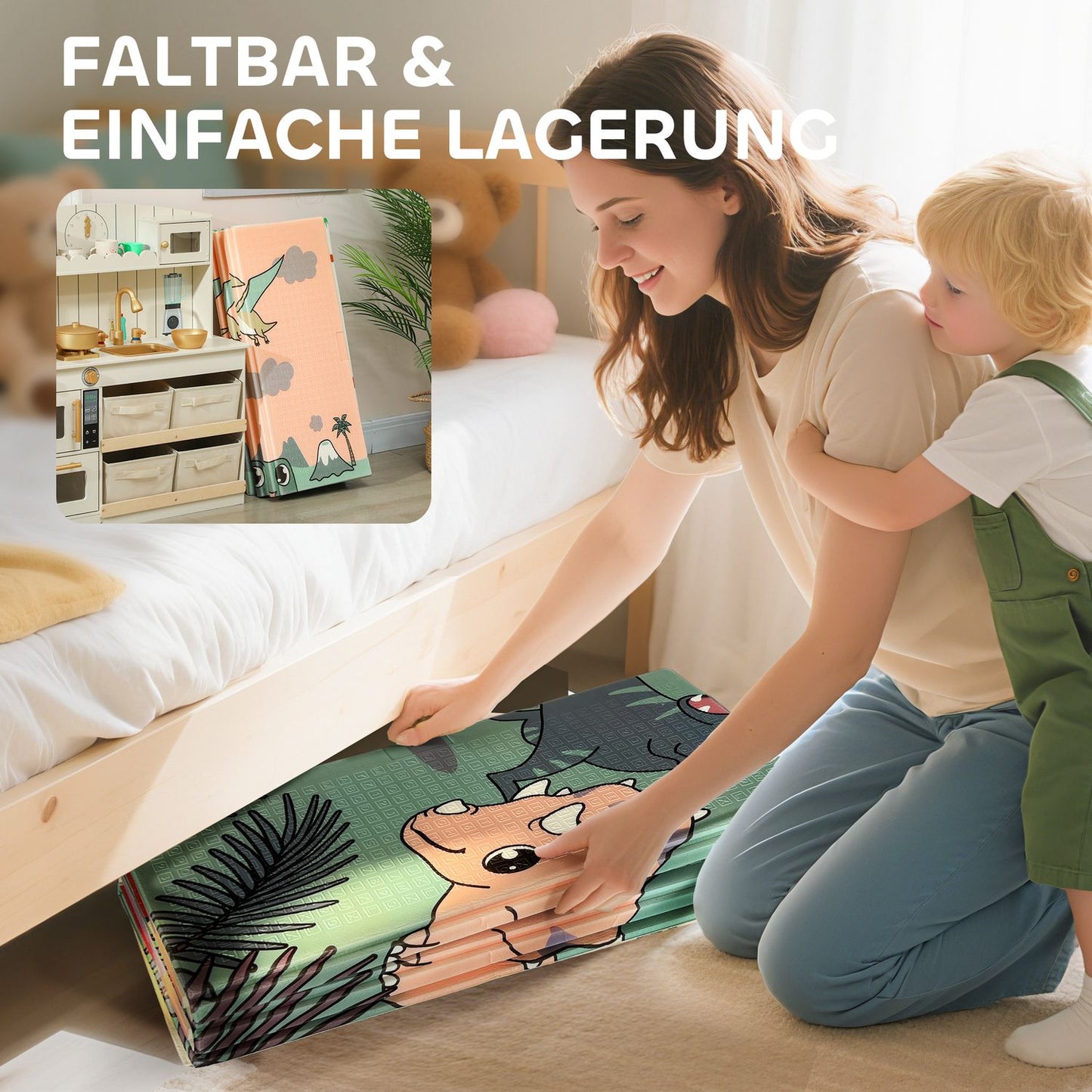 Foldable Baby Play Mat, Double-Sided, 196x176 cm, Multicolor