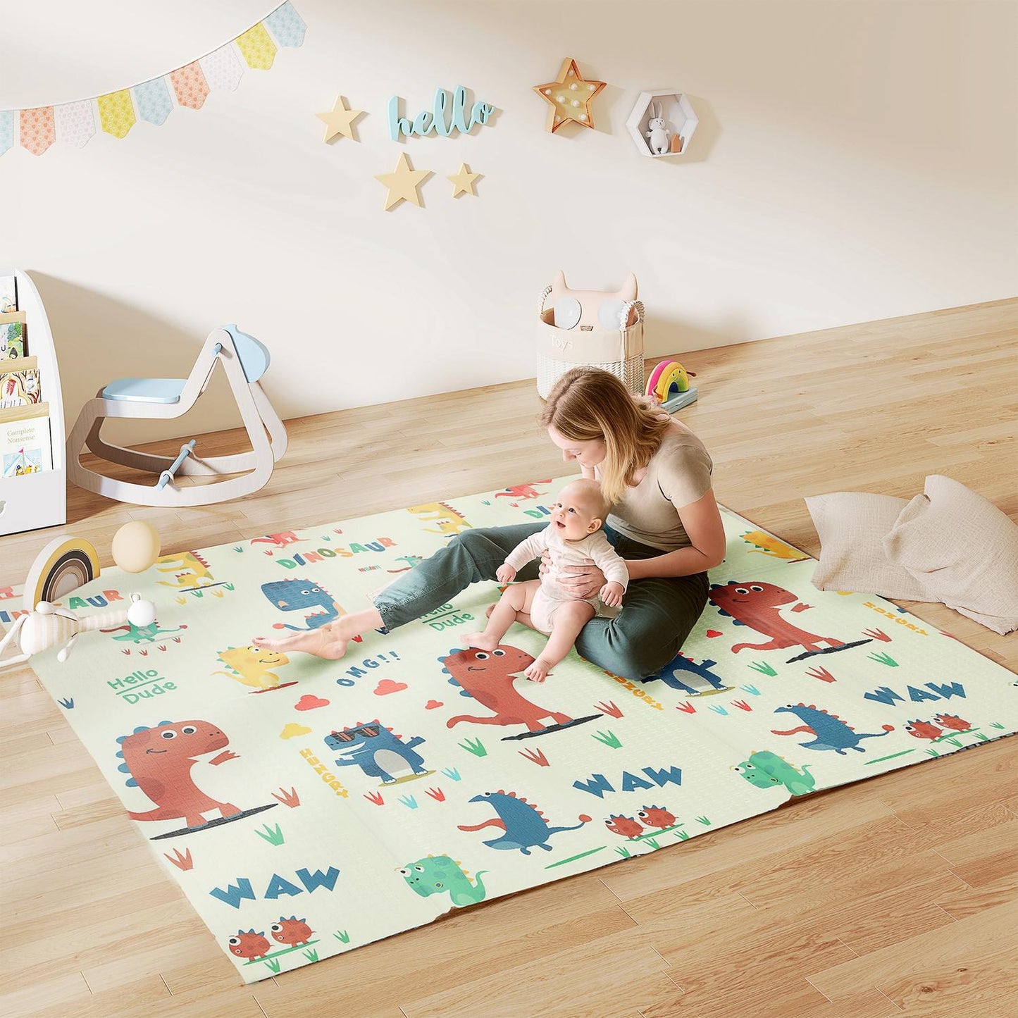 Foldable Baby Play Mat, Double-Sided, 196x176 cm, Multicolor