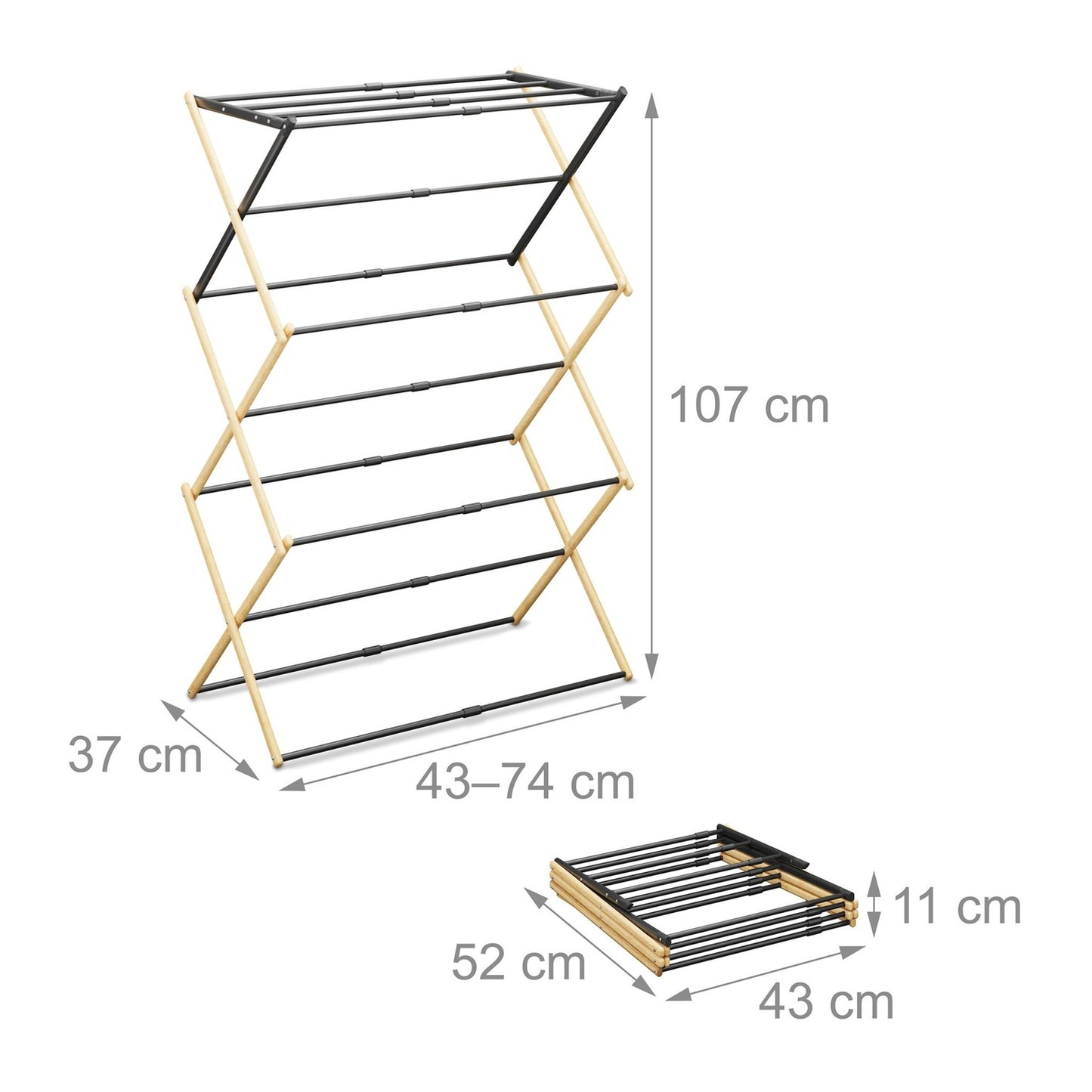 Foldable Bamboo Metal Drying Rack – 6 Tiers, Space-Saving