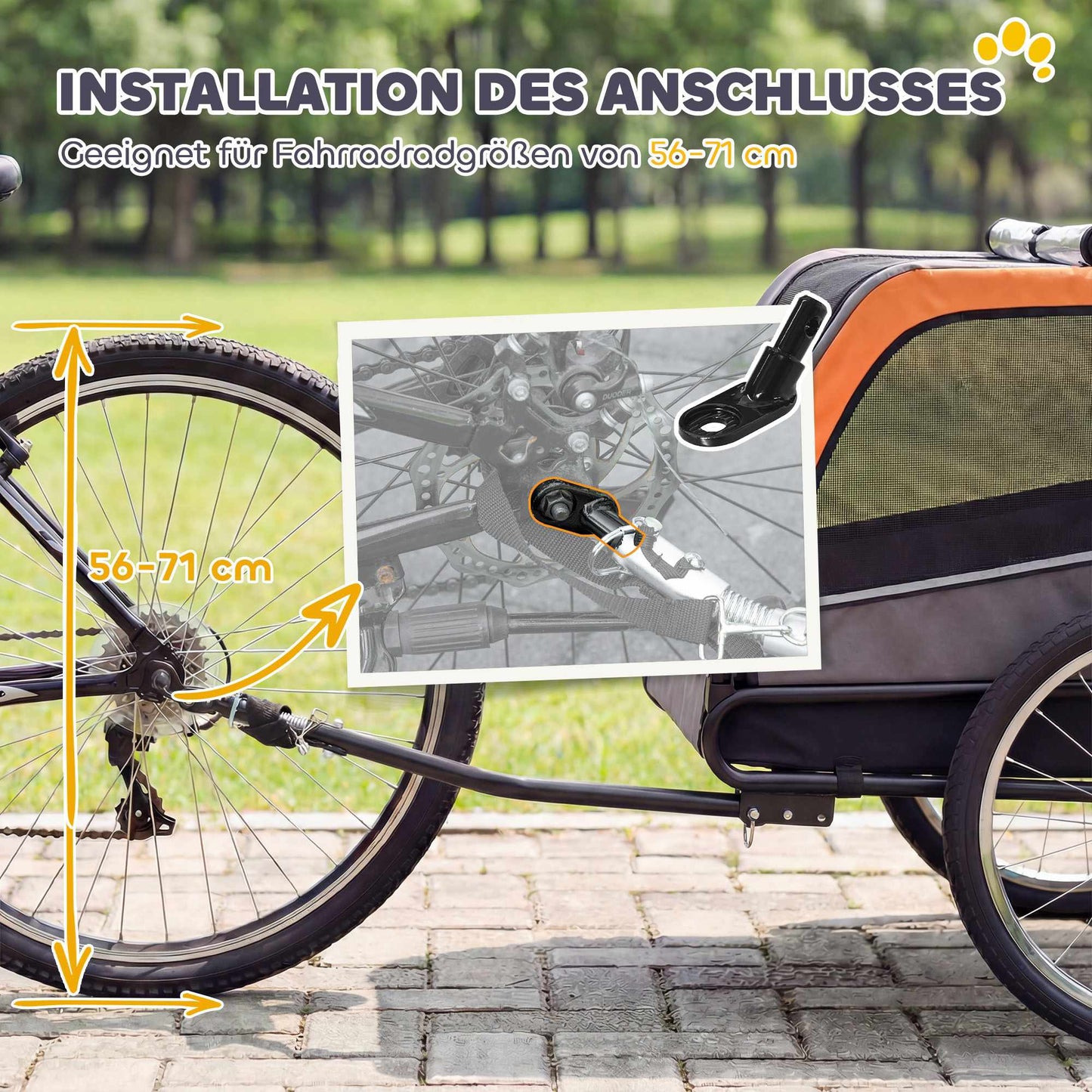 Foldable Dog Bike Trailer with Reflectors for Small Dogs
