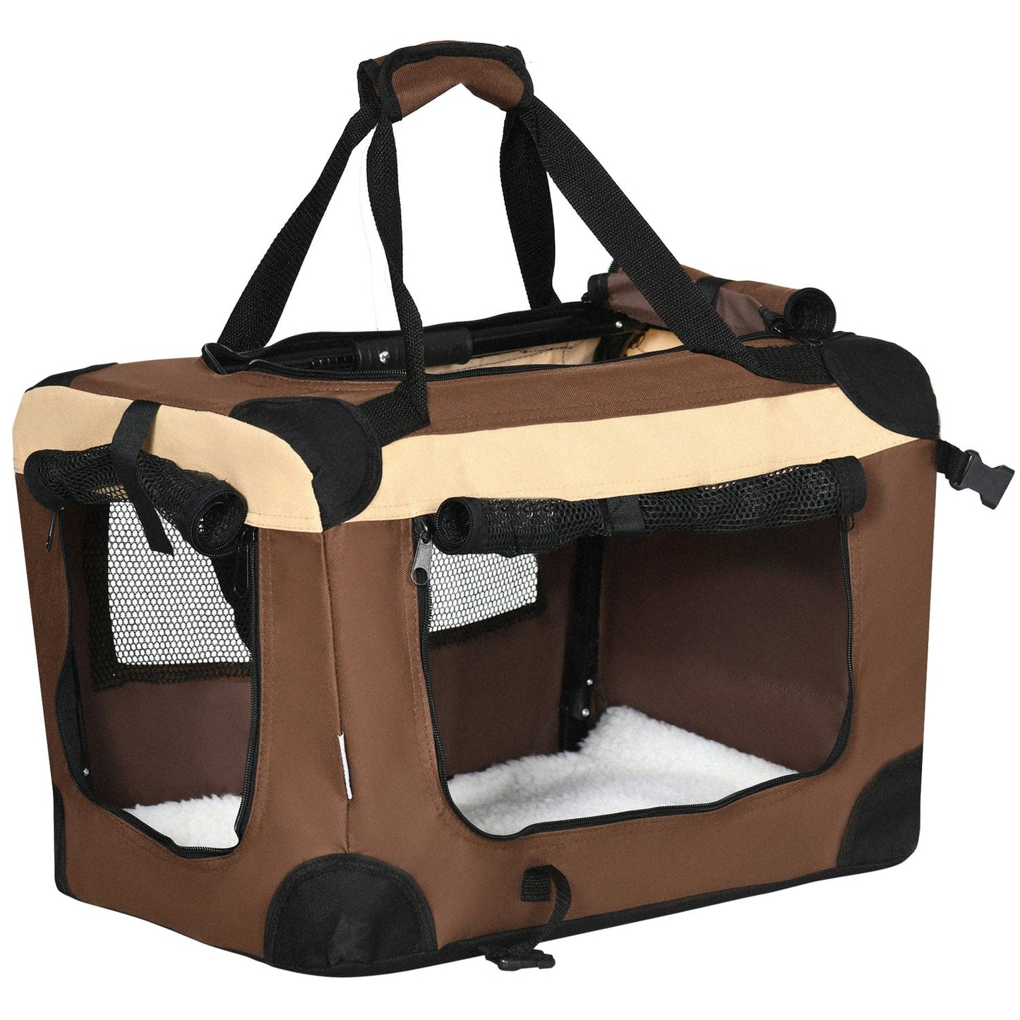 Collapsible dog carrier with cushion for dogs up to 4 kg