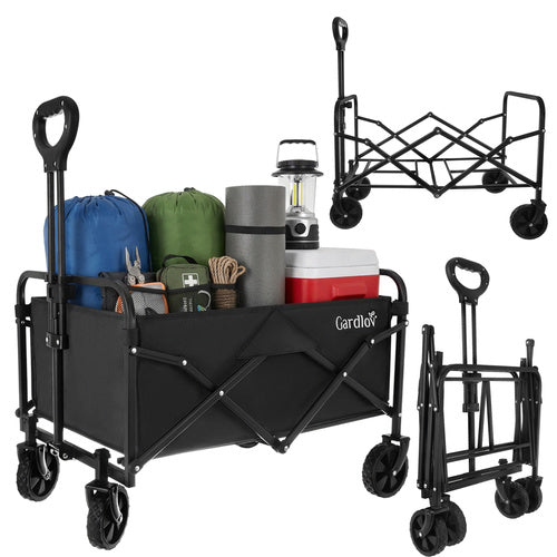 Foldable Garden Cart, 90L Capacity, 100kg Load, 4 Wheels