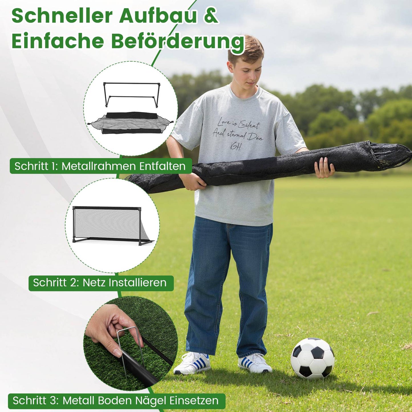 Foldable Soccer Goal 150x71x76cm Metal Frame PE Net