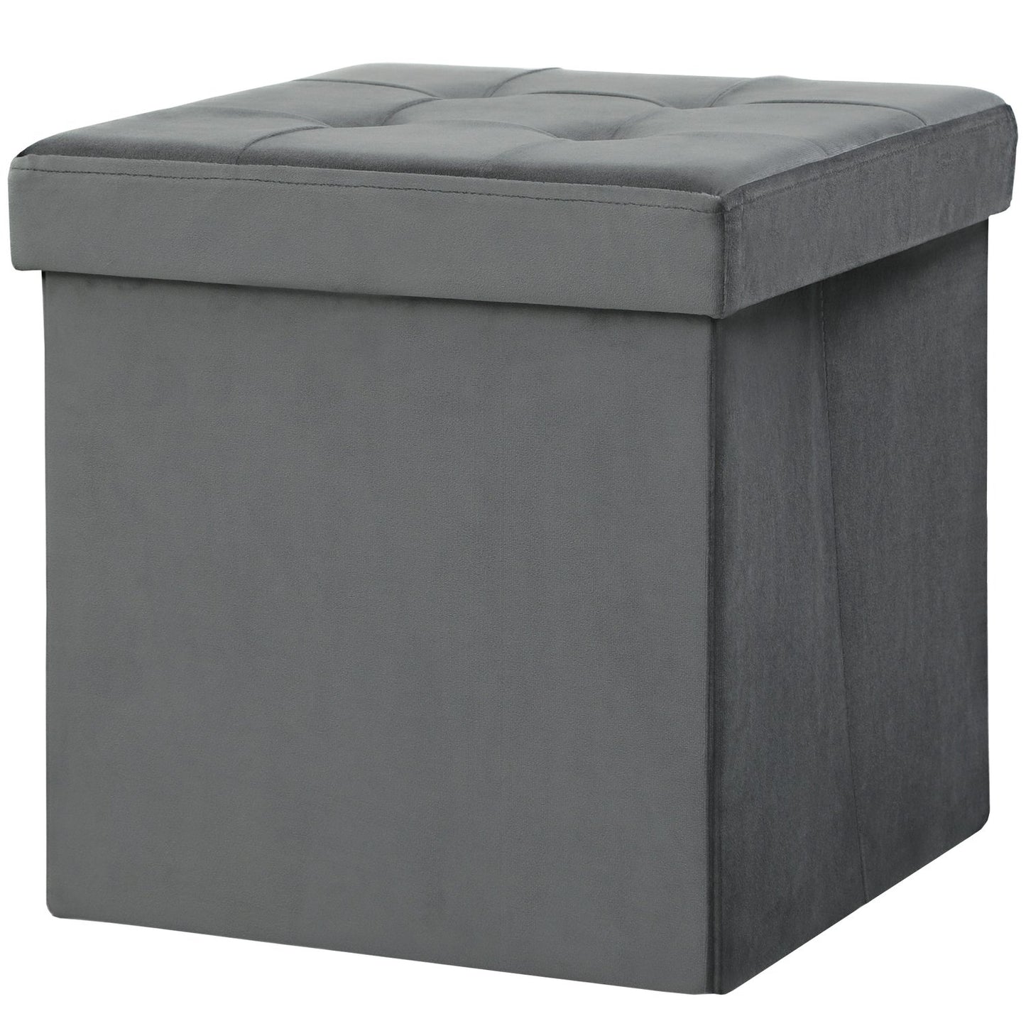 Foldable Storage Ottoman with Foam, MDF, Gray, 37.6L