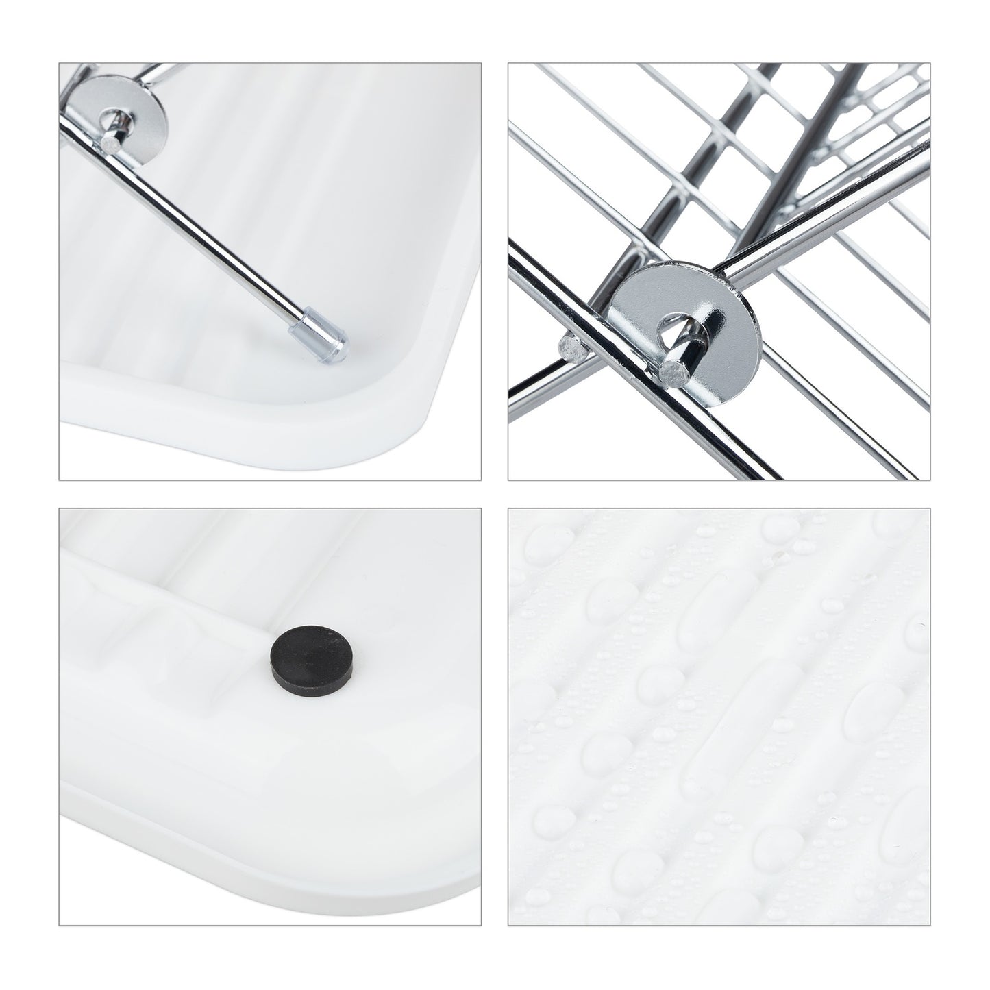 Foldable dish rack with drip tray