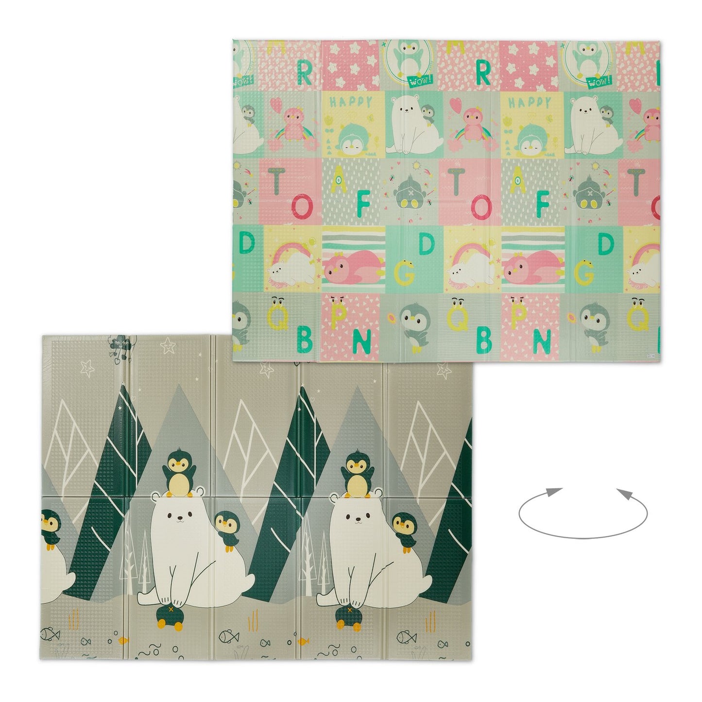 Foldable play mat with animal motifs