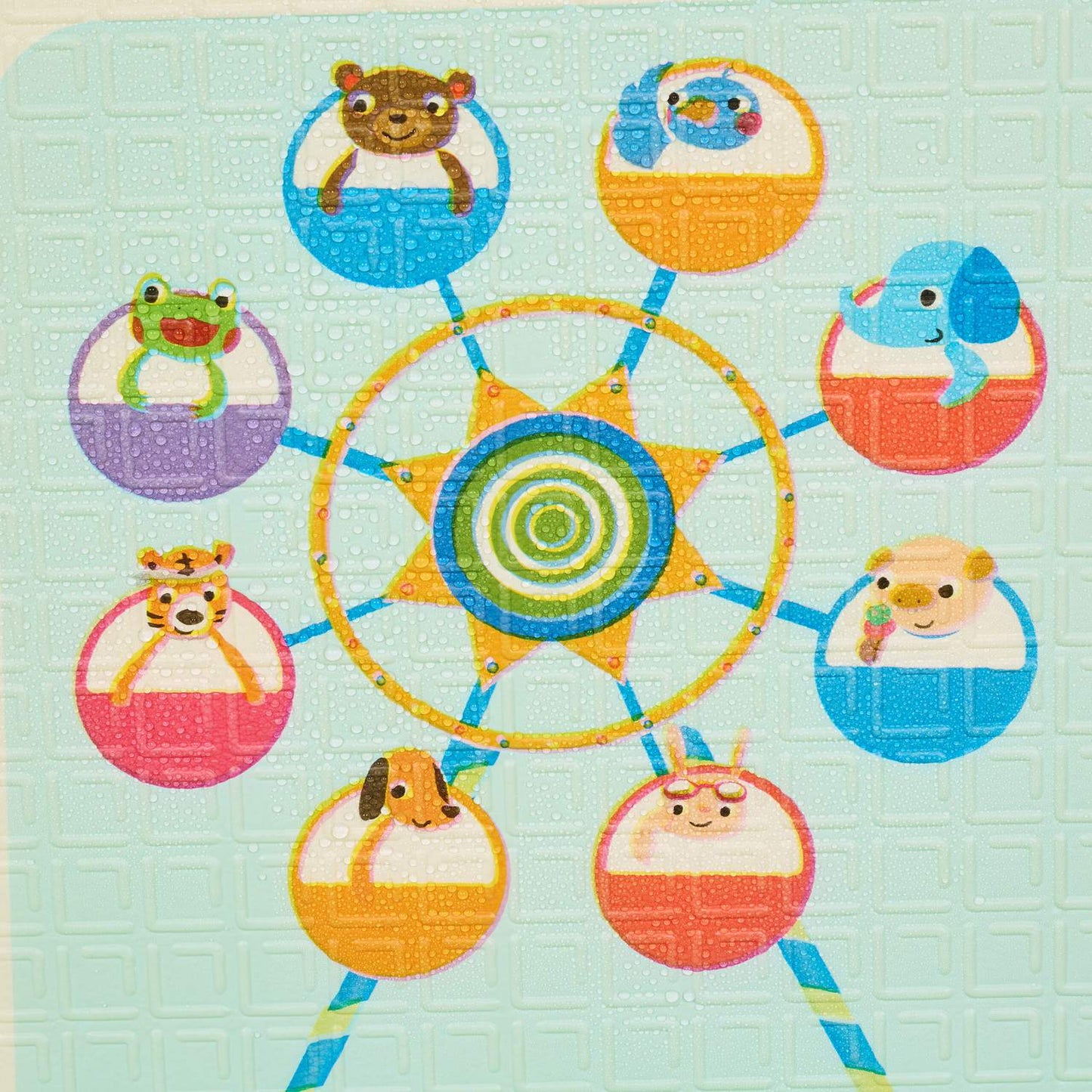 Foldable play mat with dinosaur and train