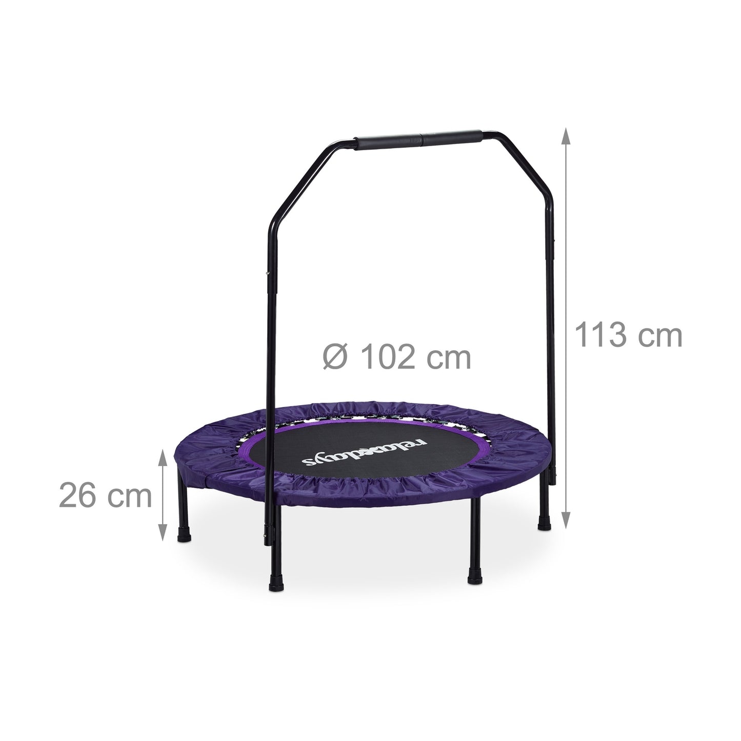 Foldable trampoline with handle