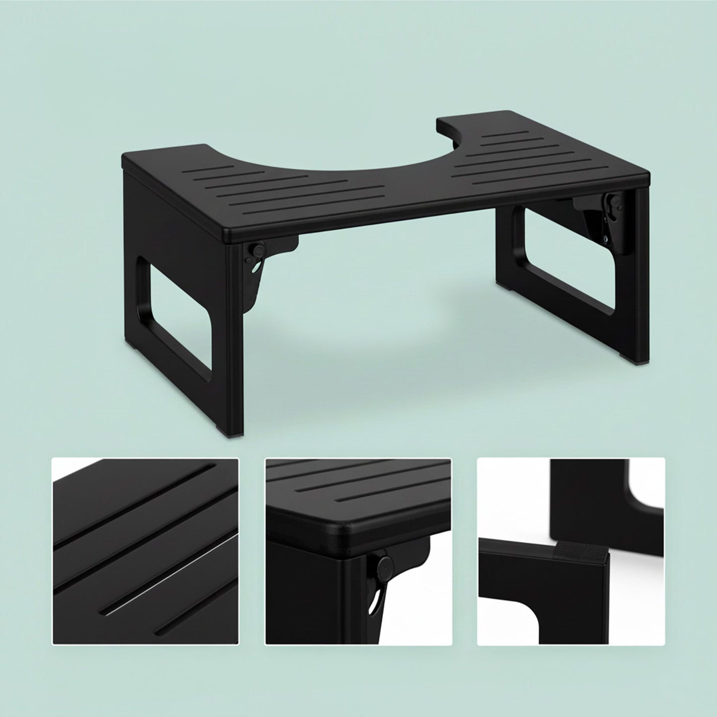 Folding Bamboo Toilet Stool, Non-Slip, Compact