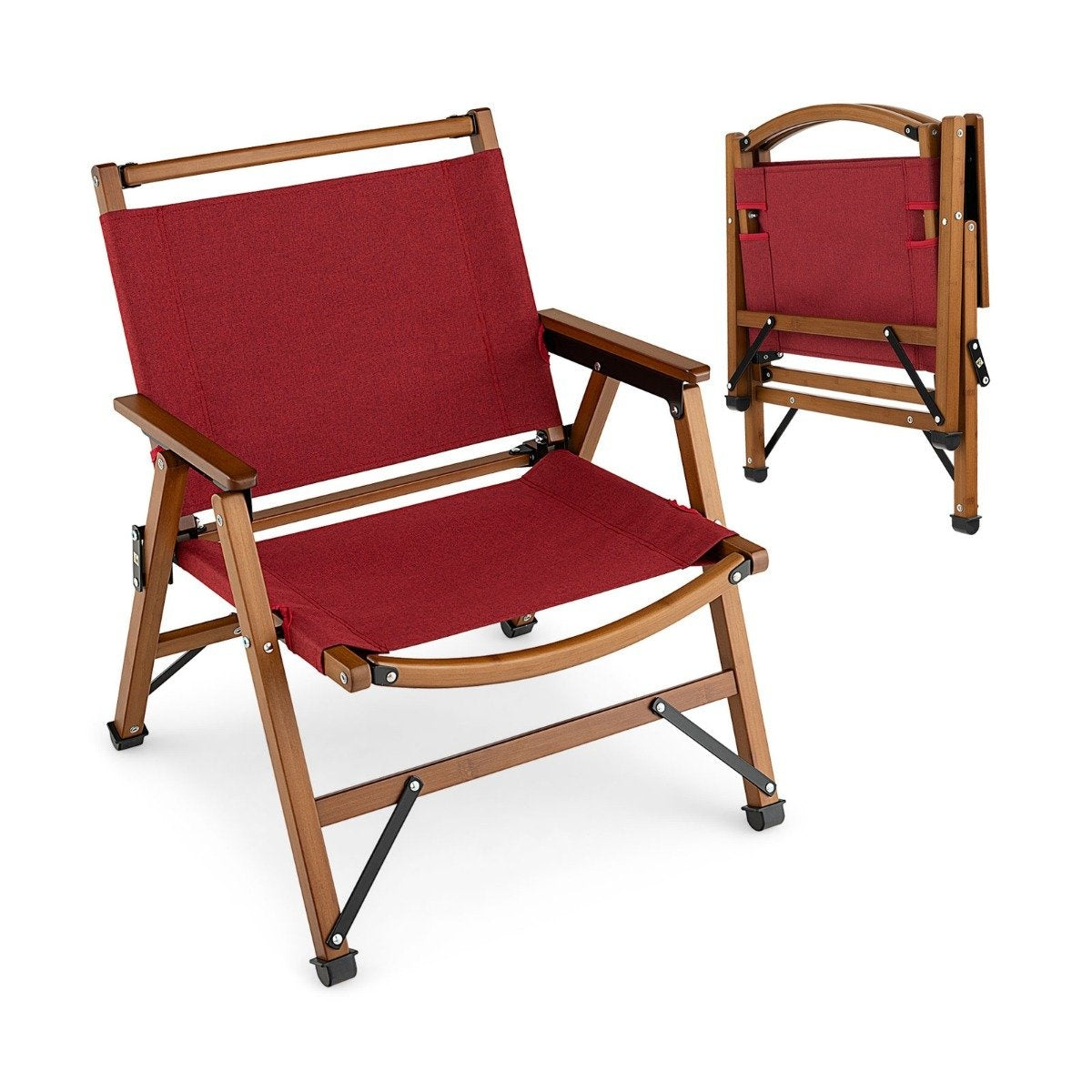 Folding Camping Chair Portable Low Patio Chair 56 x 54.5 x 65 cm Red