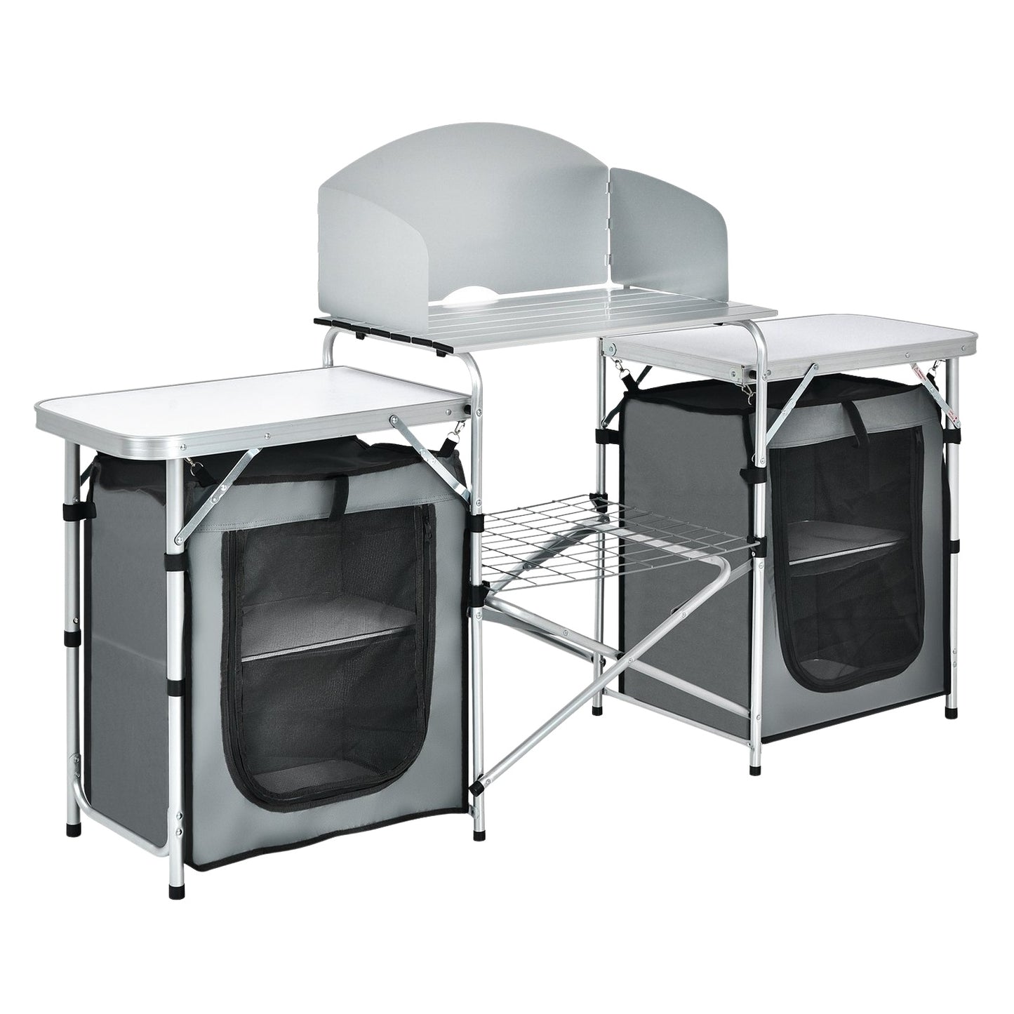 Folding Camping Kitchen with Carry Bag – Aluminum Cooking Station