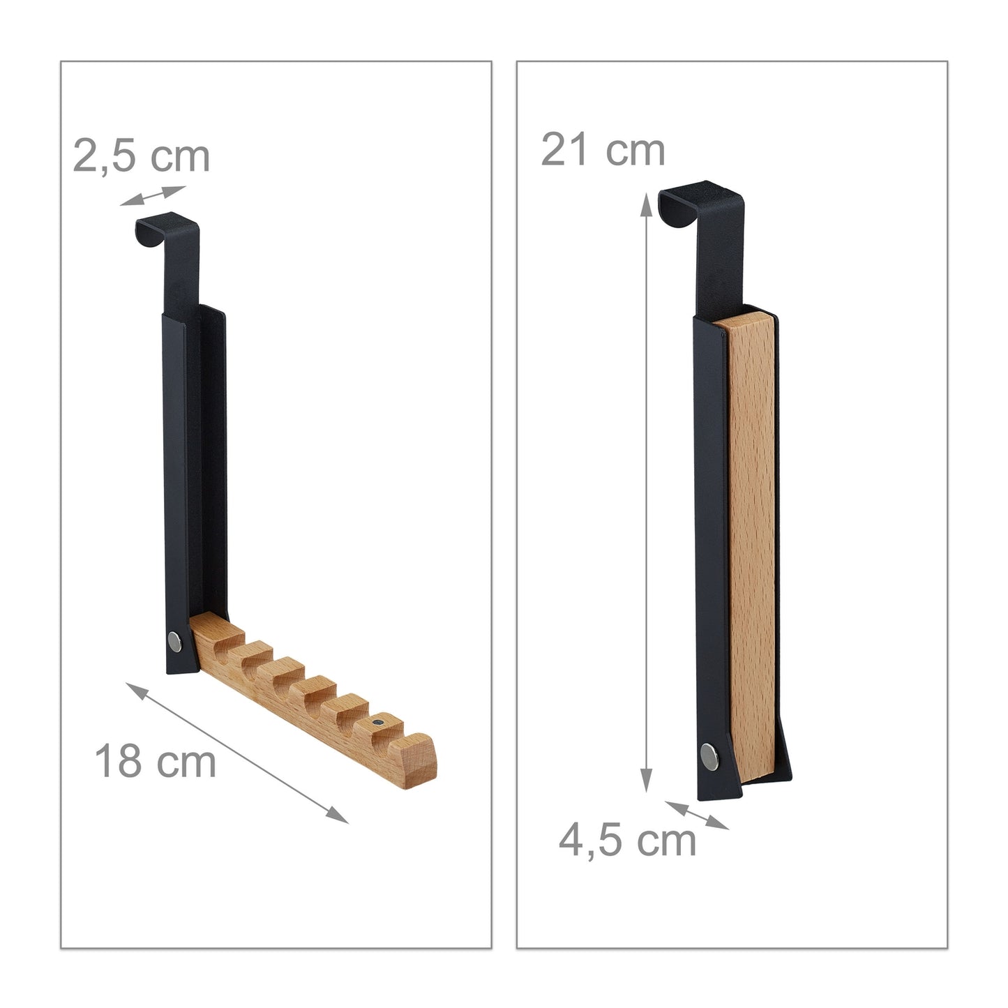 Folding Door Hook in Black/Natural