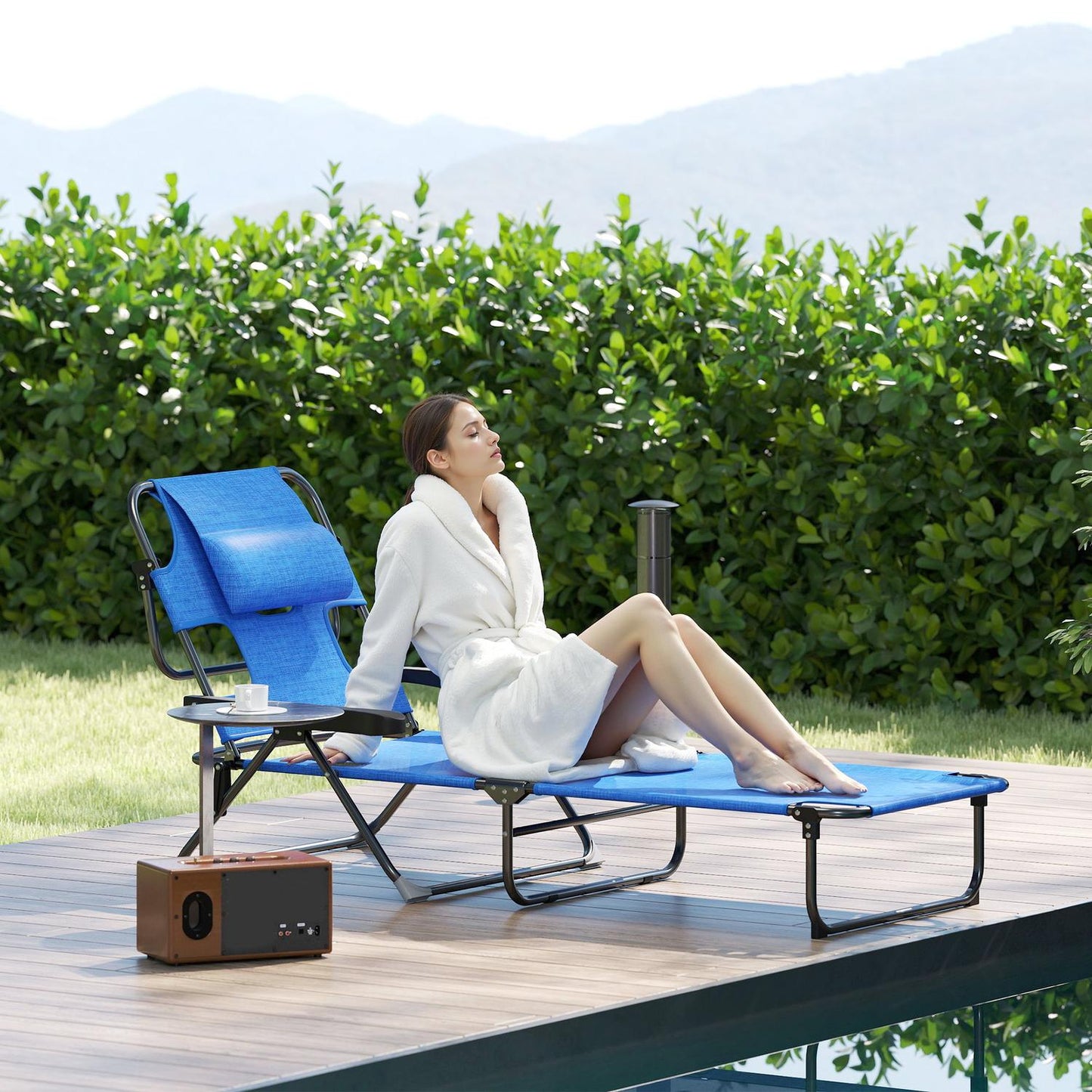 Folding Garden Sun Lounger, Weatherproof, 194x72x31 cm