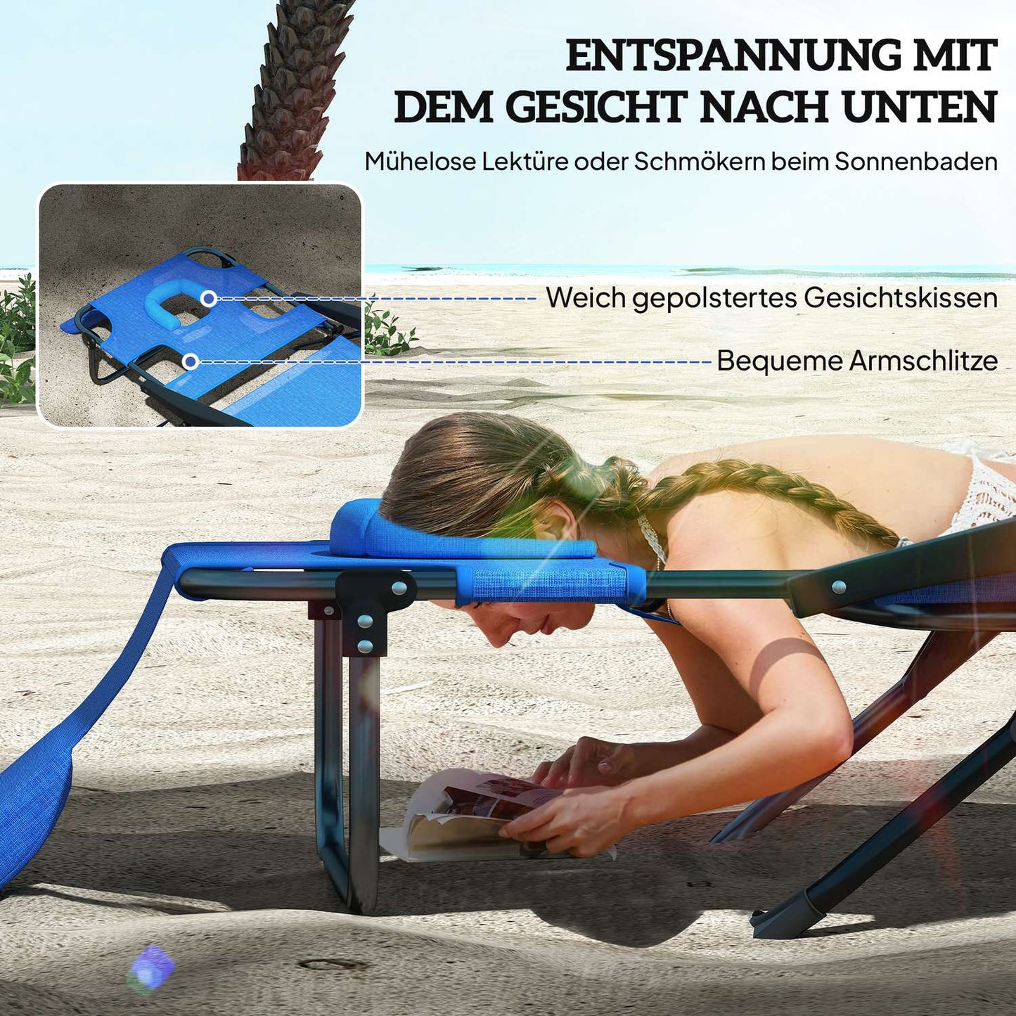 Folding Garden Sun Lounger, Weatherproof, 194x72x31 cm