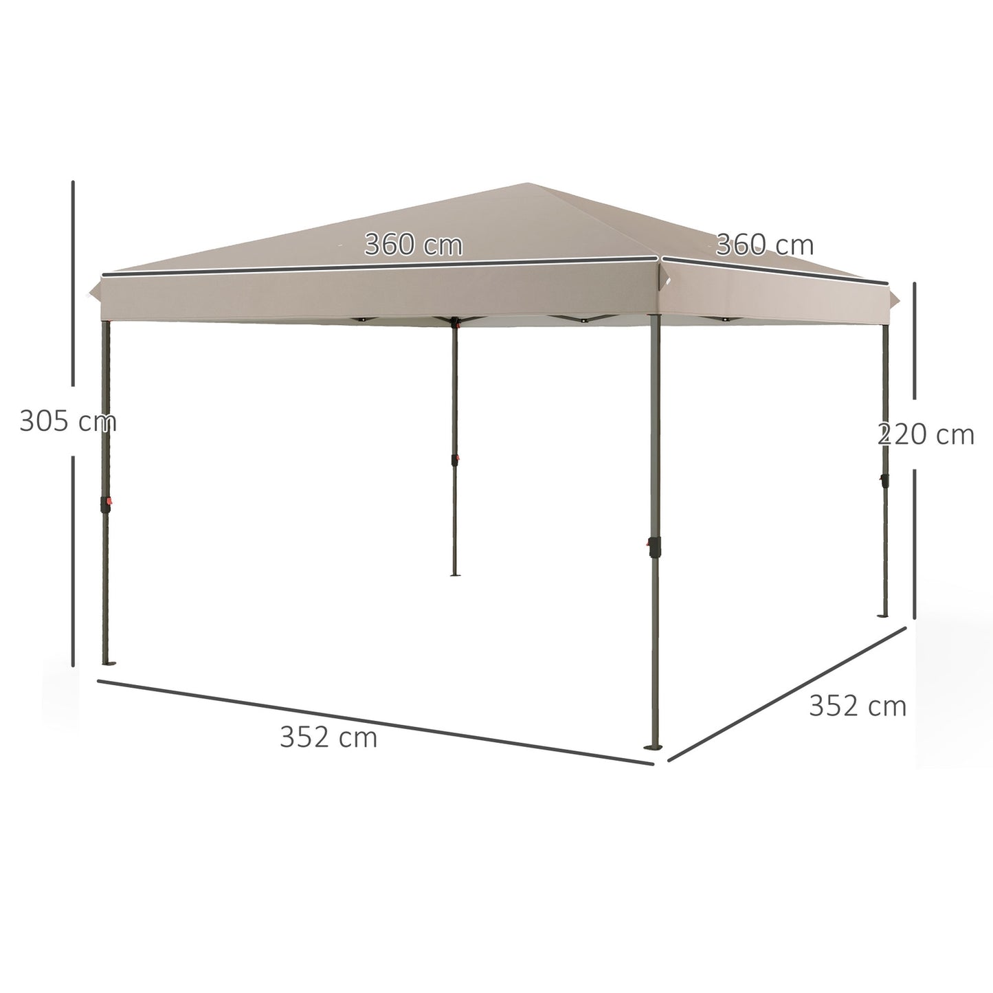 Weatherproof folding gazebo, beige, 3.6x3.6m, adjustable height