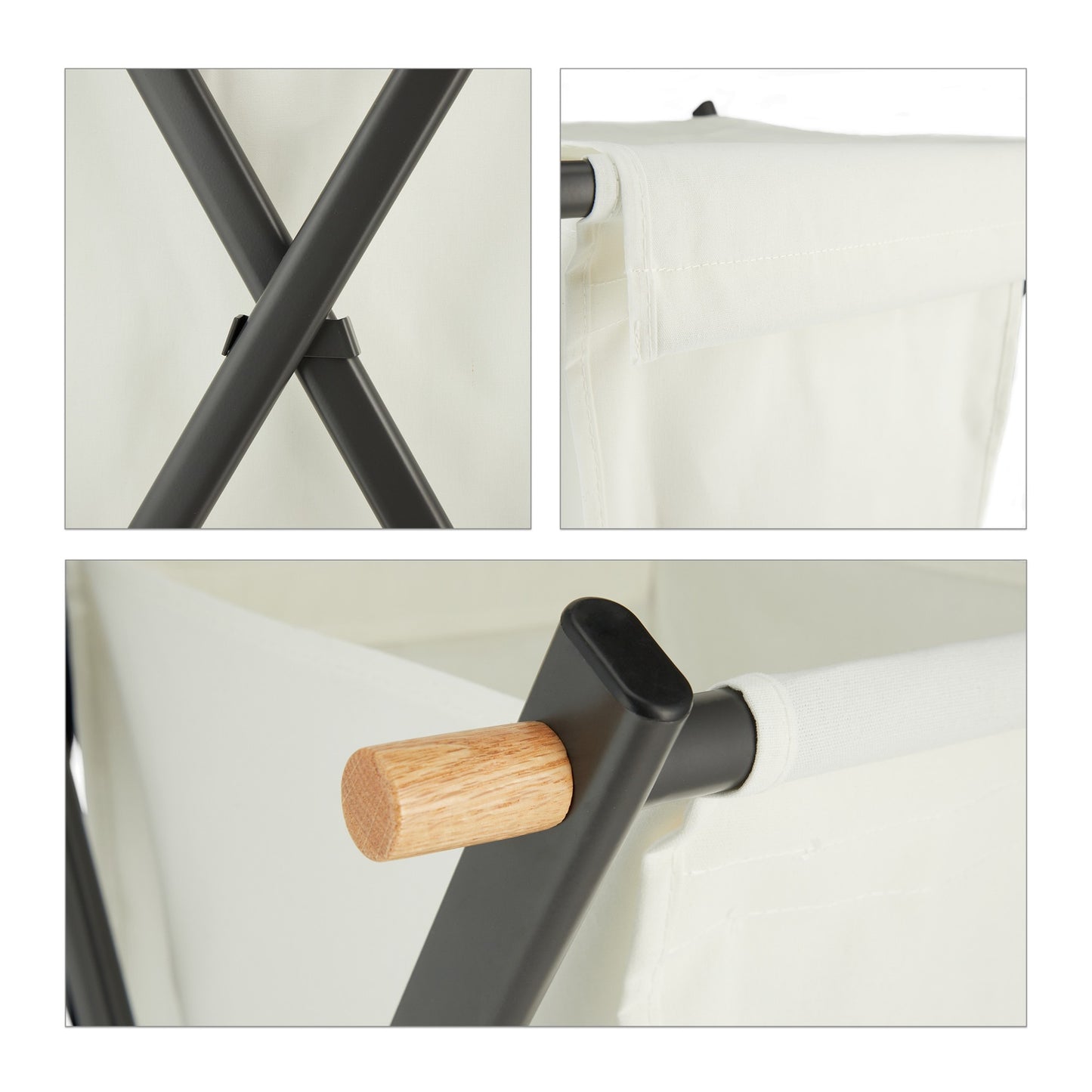 Folding Laundry Basket with Lid Grey