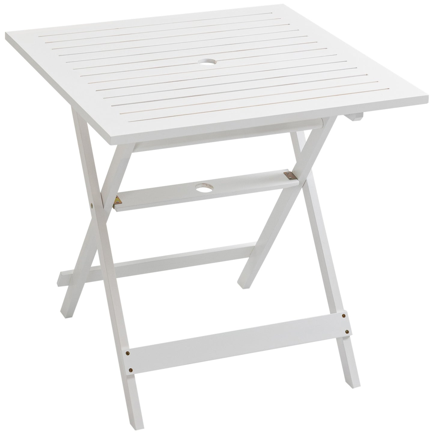 Folding side table with parasol holder, poplar wood, 70cm