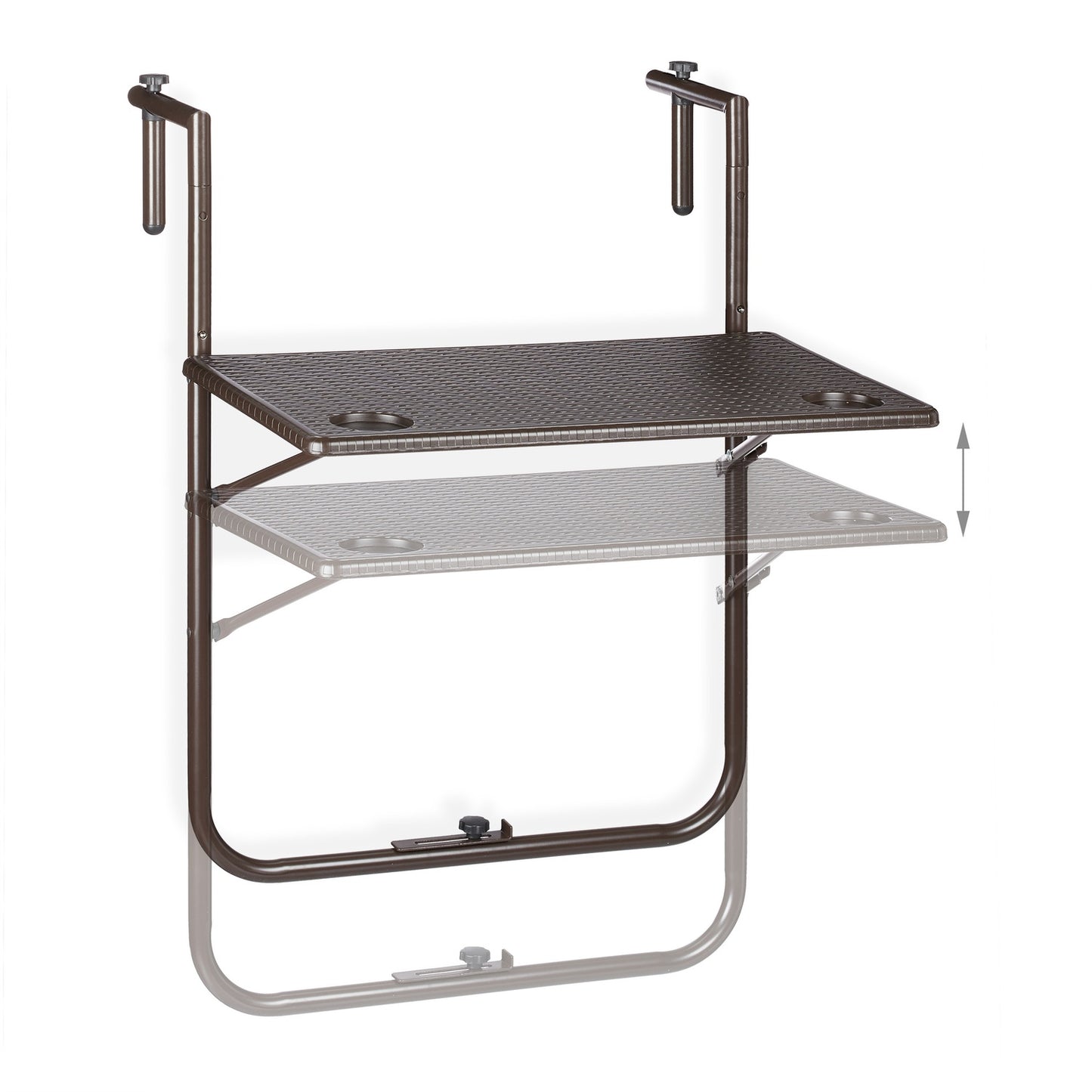 Folding balcony table in brown