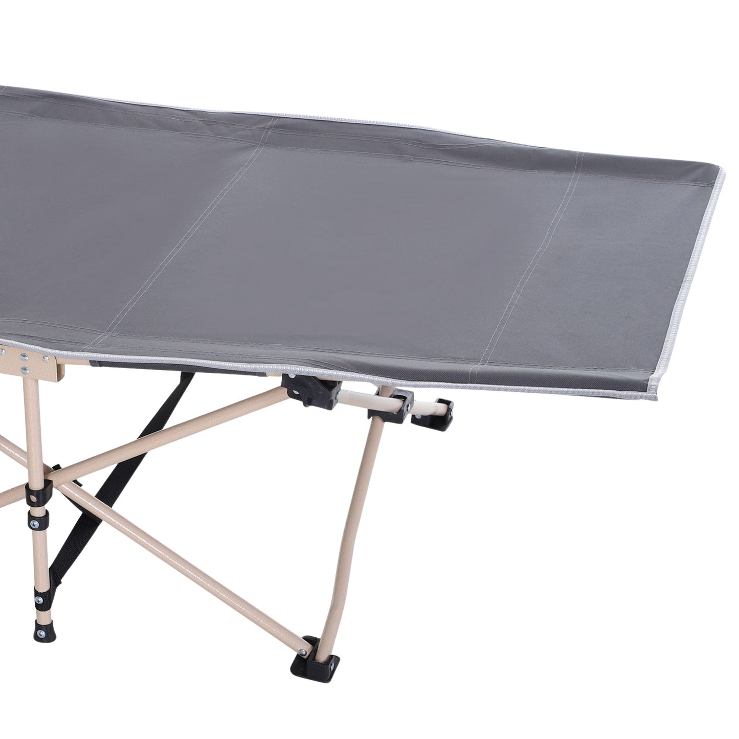 Folding camping bed in steel with carry bag, Grey, 190x68x52 cm