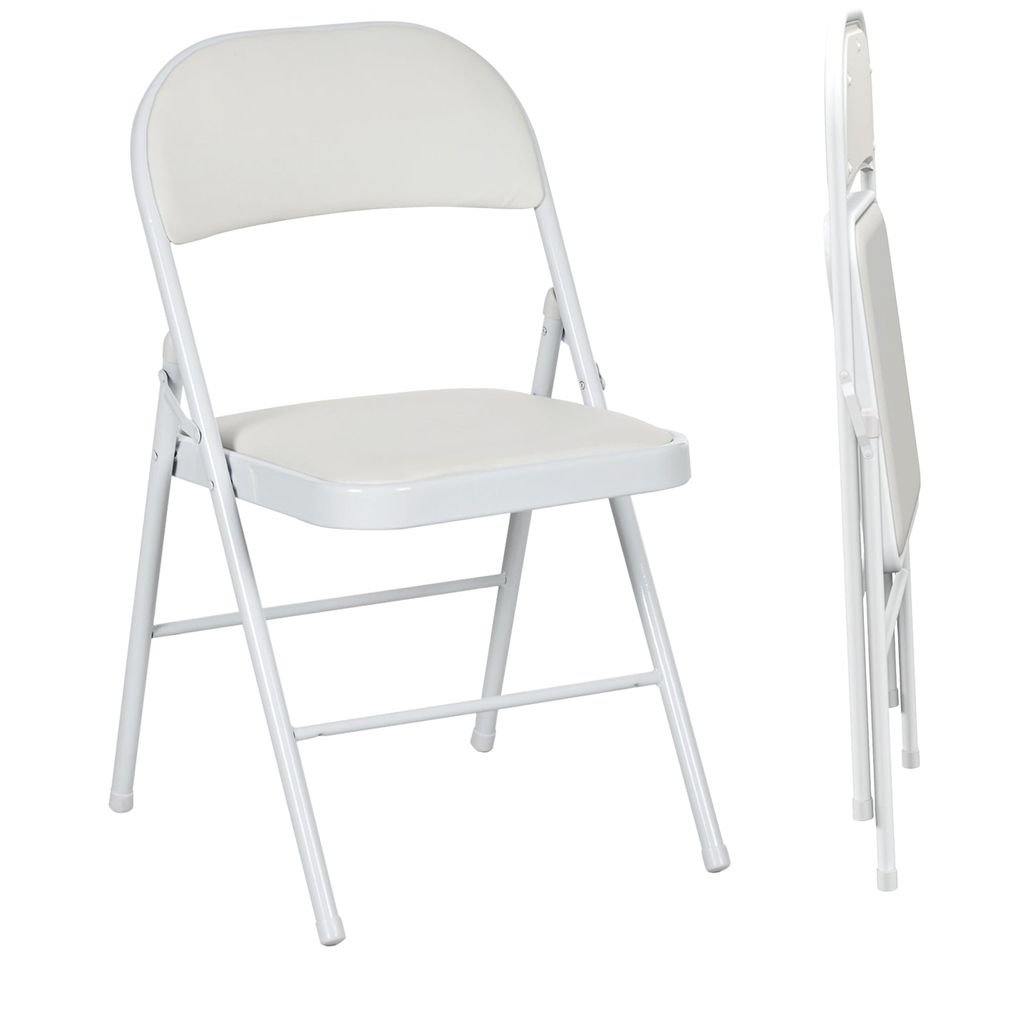 Folding camping chair with steel frame, padded backrest