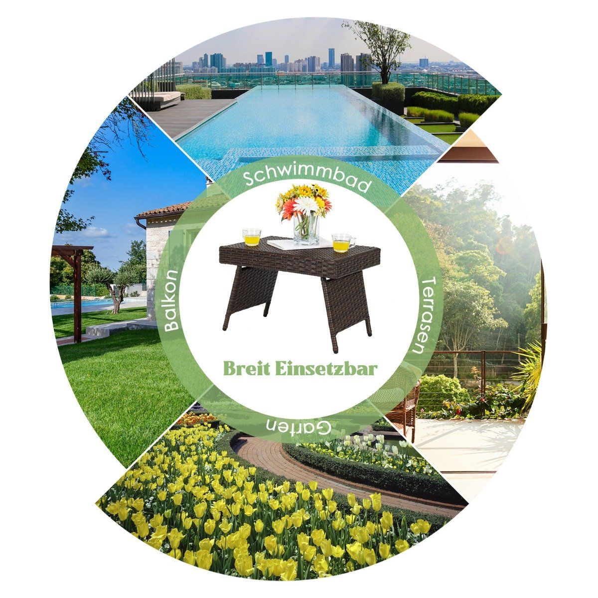 Folding coffee table outdoor side table with PVC top 60 x 40 x 40 cm brown