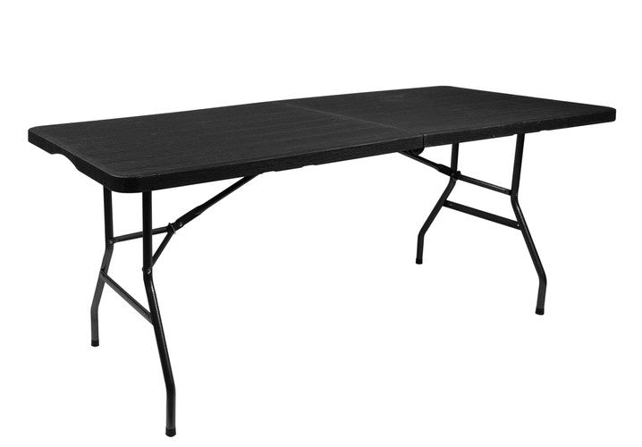 Folding garden table black 180cm
