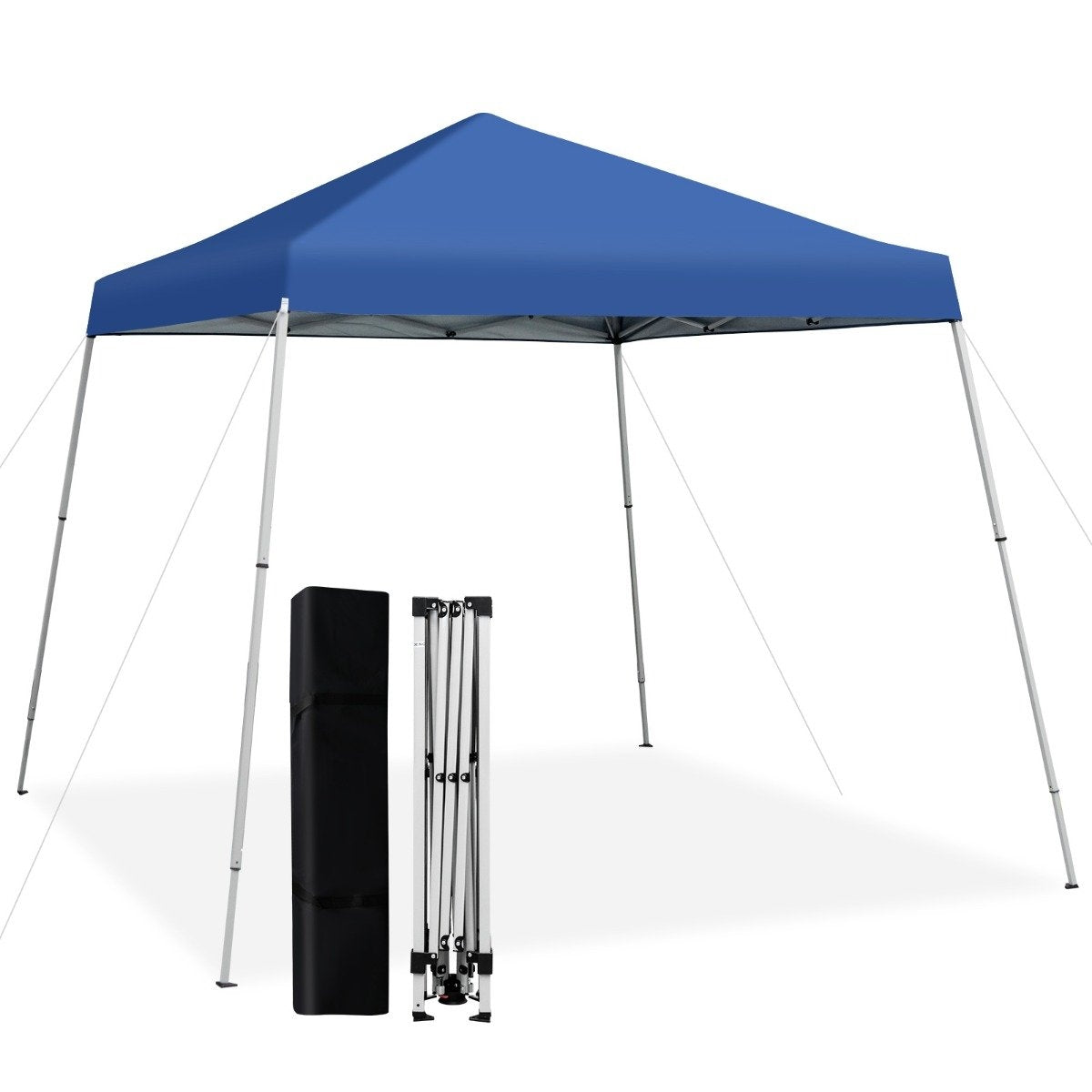 Folding gazebo 3 m x 3 m large folding canopy blue with carrying bag with 3-stage height adjustment