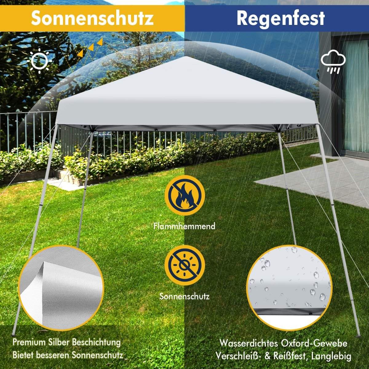 Folding gazebo 3 m x 3 m large folding canopy white with carrying bag with 3-stage height adjustment