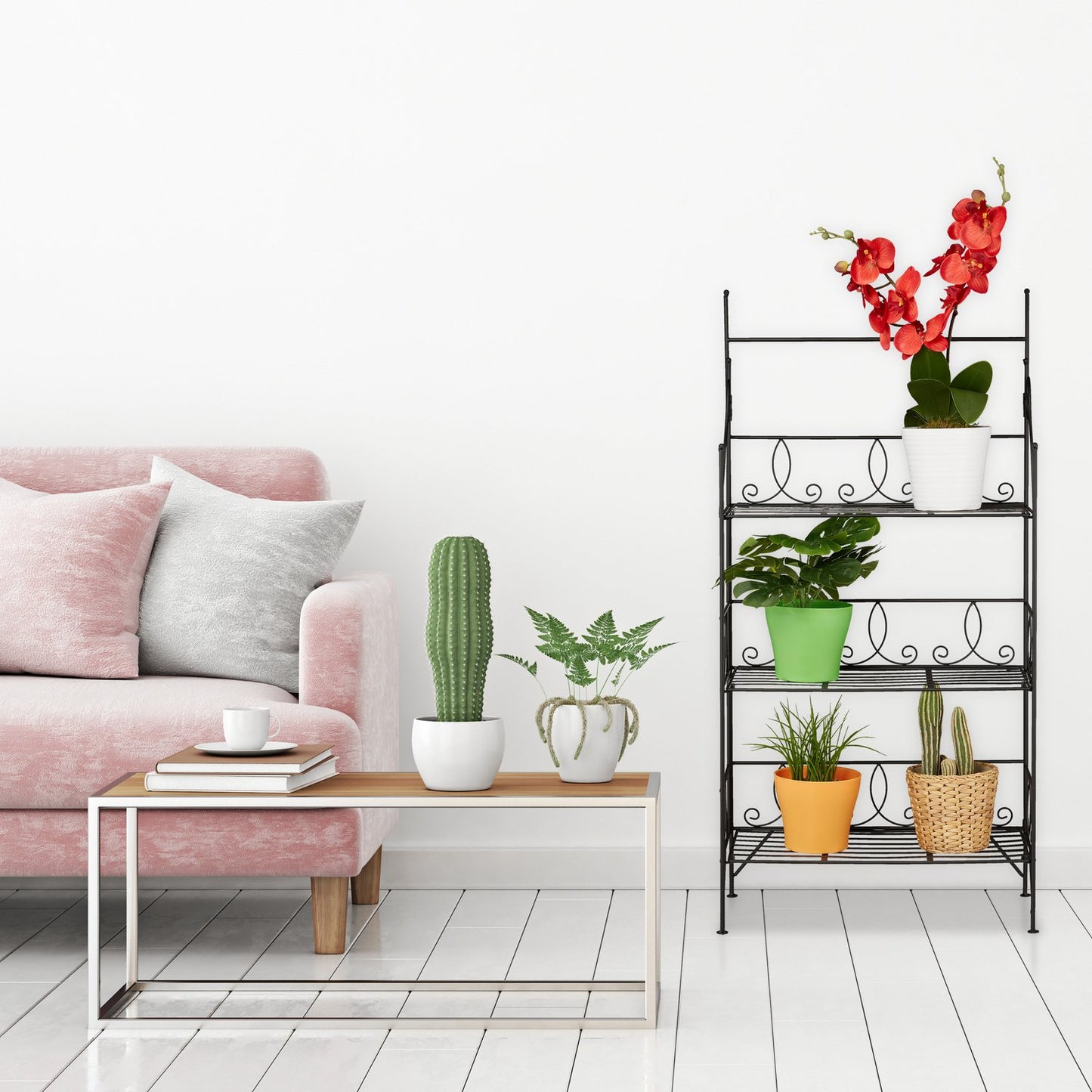 Folding metal flower stand