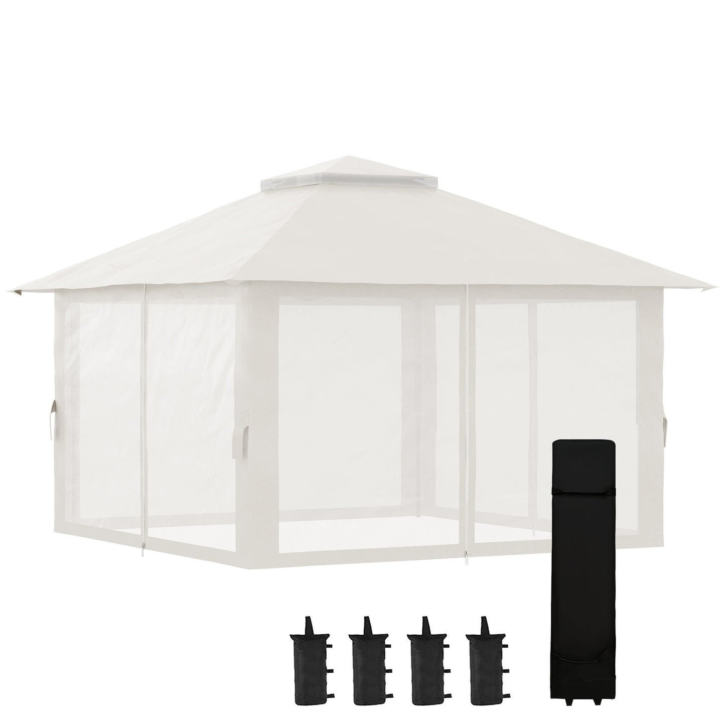 Folding pavilion 4x4m, UV protection, adjustable height, cream