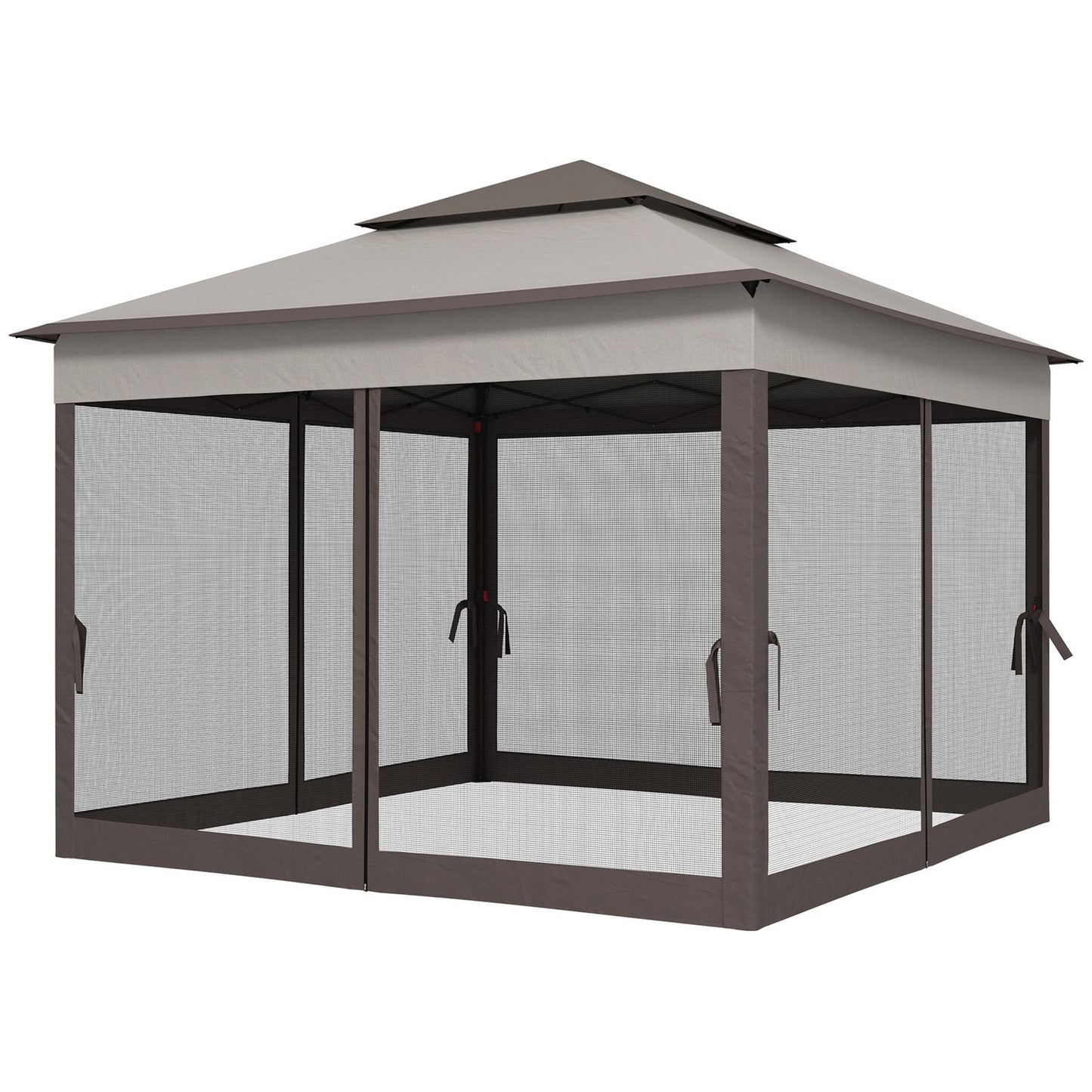 Pop-up garden party tent with side walls, light gray 3.25m
