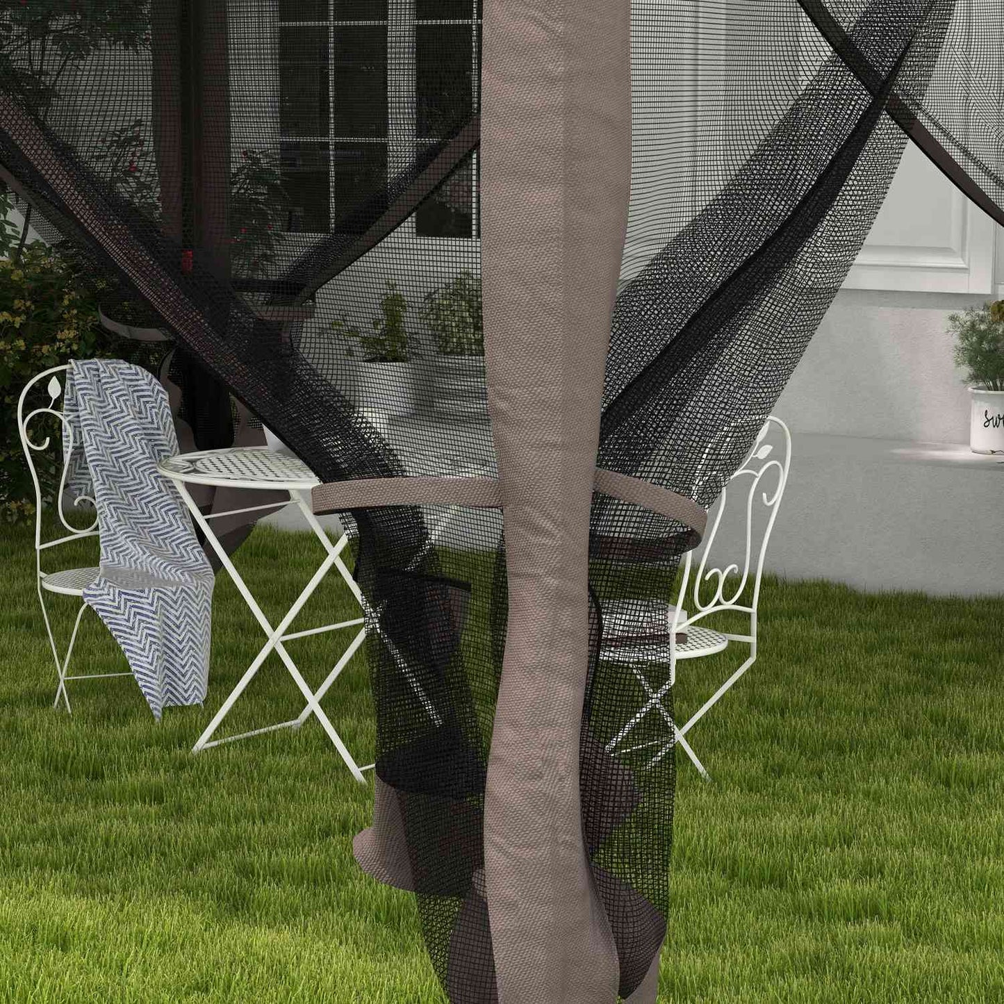 Pop-up garden party tent with side walls, light gray 3.25m