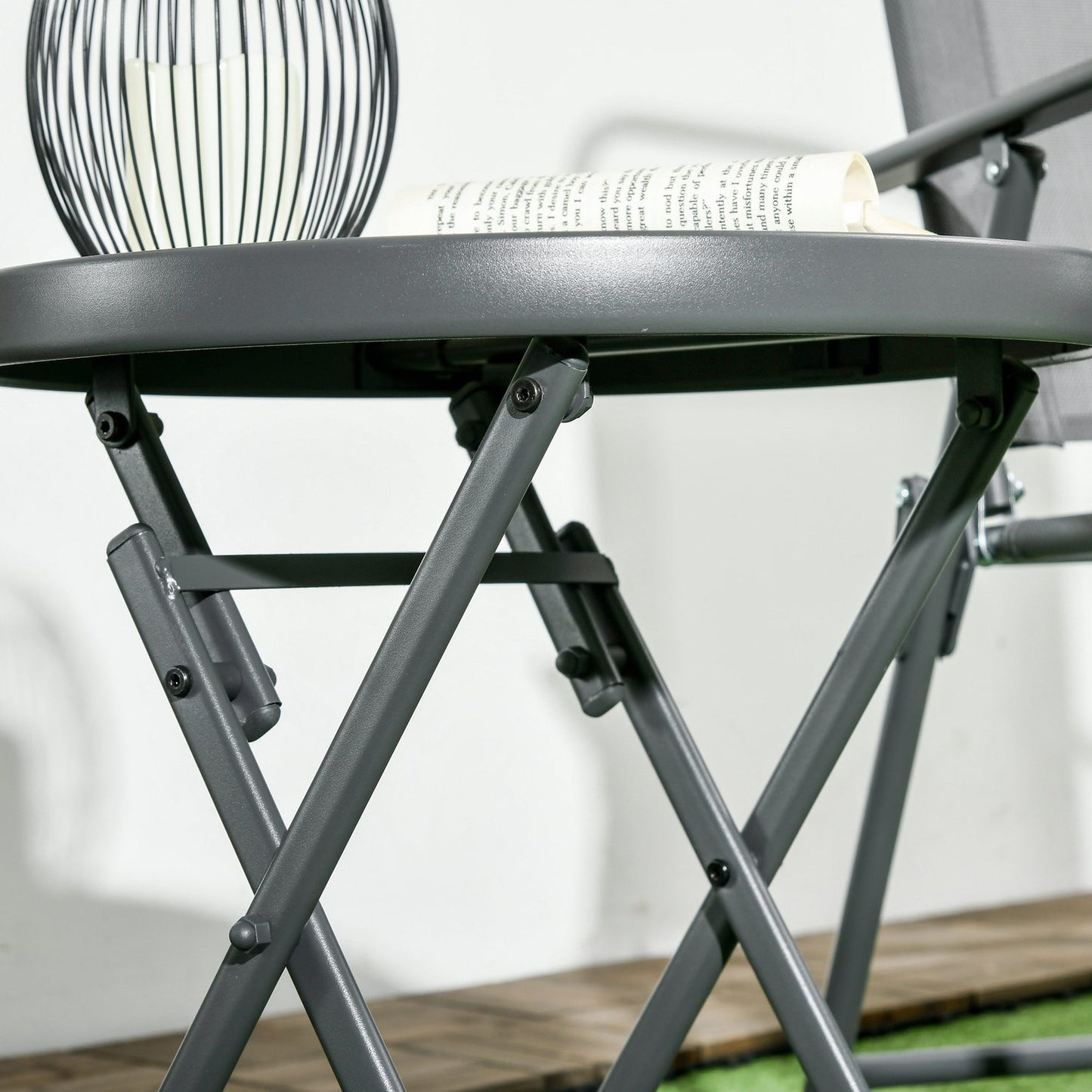 Round folding glass table - Marble Look, versatile use, 45x50 cm