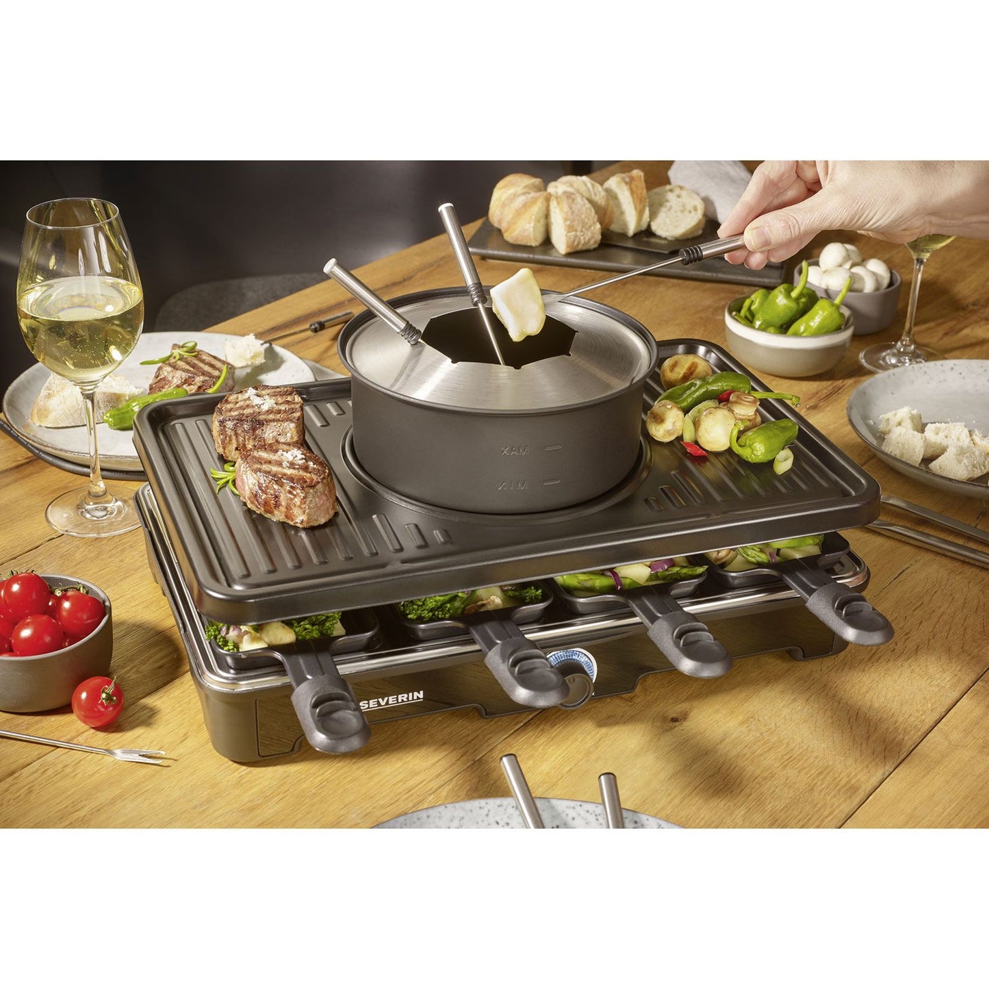 Fondue/Raclette Combined 8 pans 2in1 RG 2347
