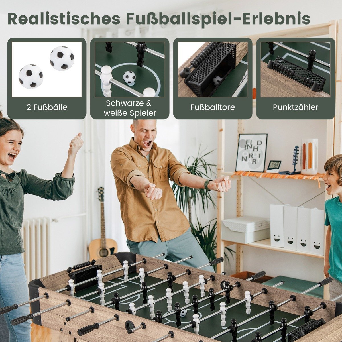 Foosball Table with 2 Balls, 26 Players, Score Counters